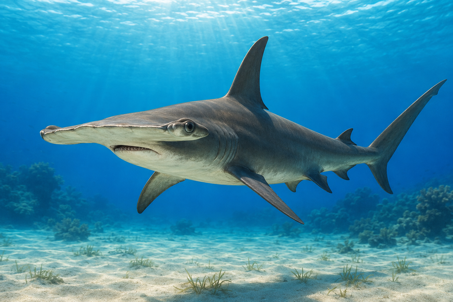 Great hammerhead shark in a kid-friendly Zoobitat ocean scene