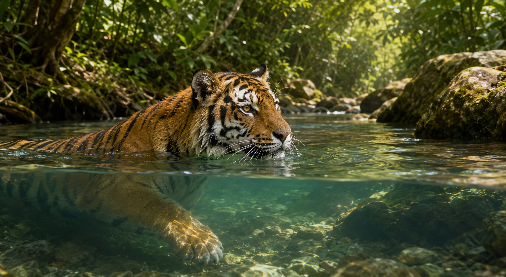 Close-up illustration of a Sumatran tiger in a kid-friendly Zoobitat style