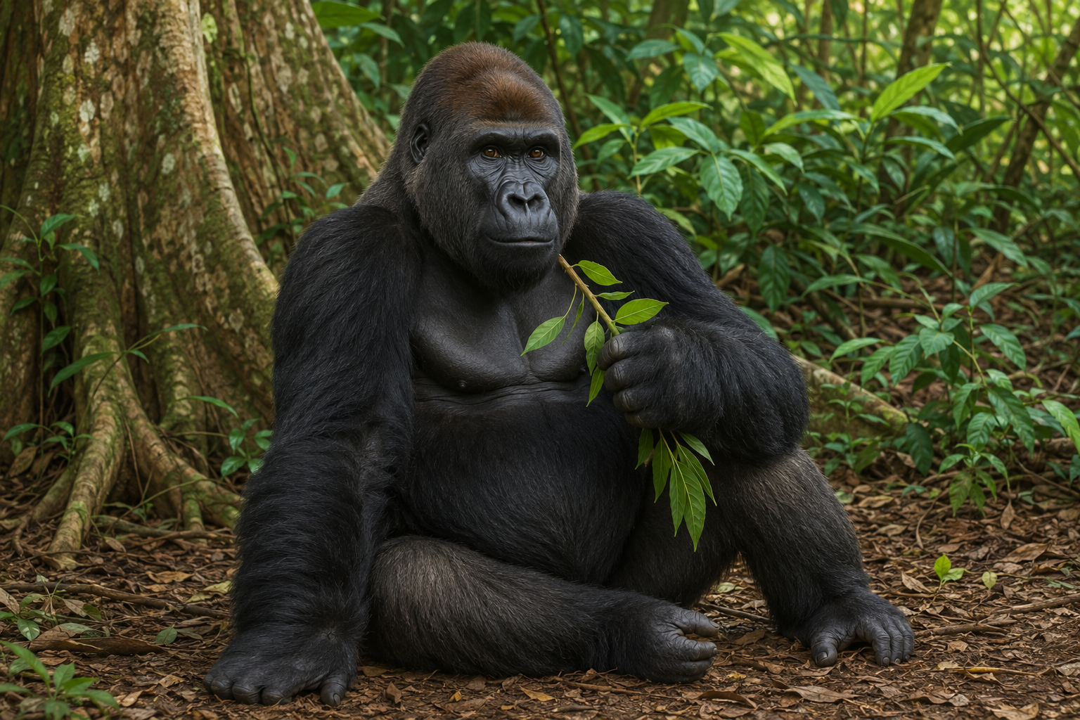 Lowland gorilla in a kid-friendly Zoobitat rainforest scene