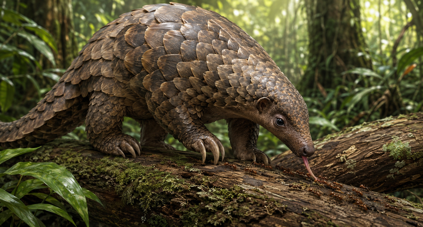 Close-up illustration of a pangolin in a kid-friendly Zoobitat style
