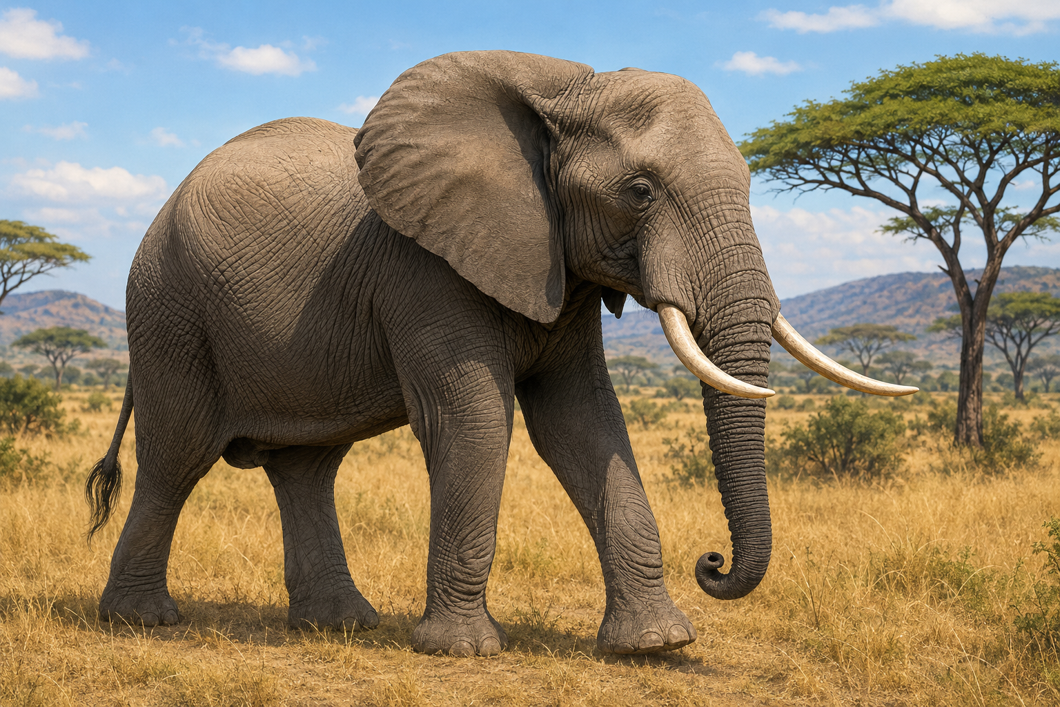 African savanna elephant in a kid-friendly Zoobitat grassland scene