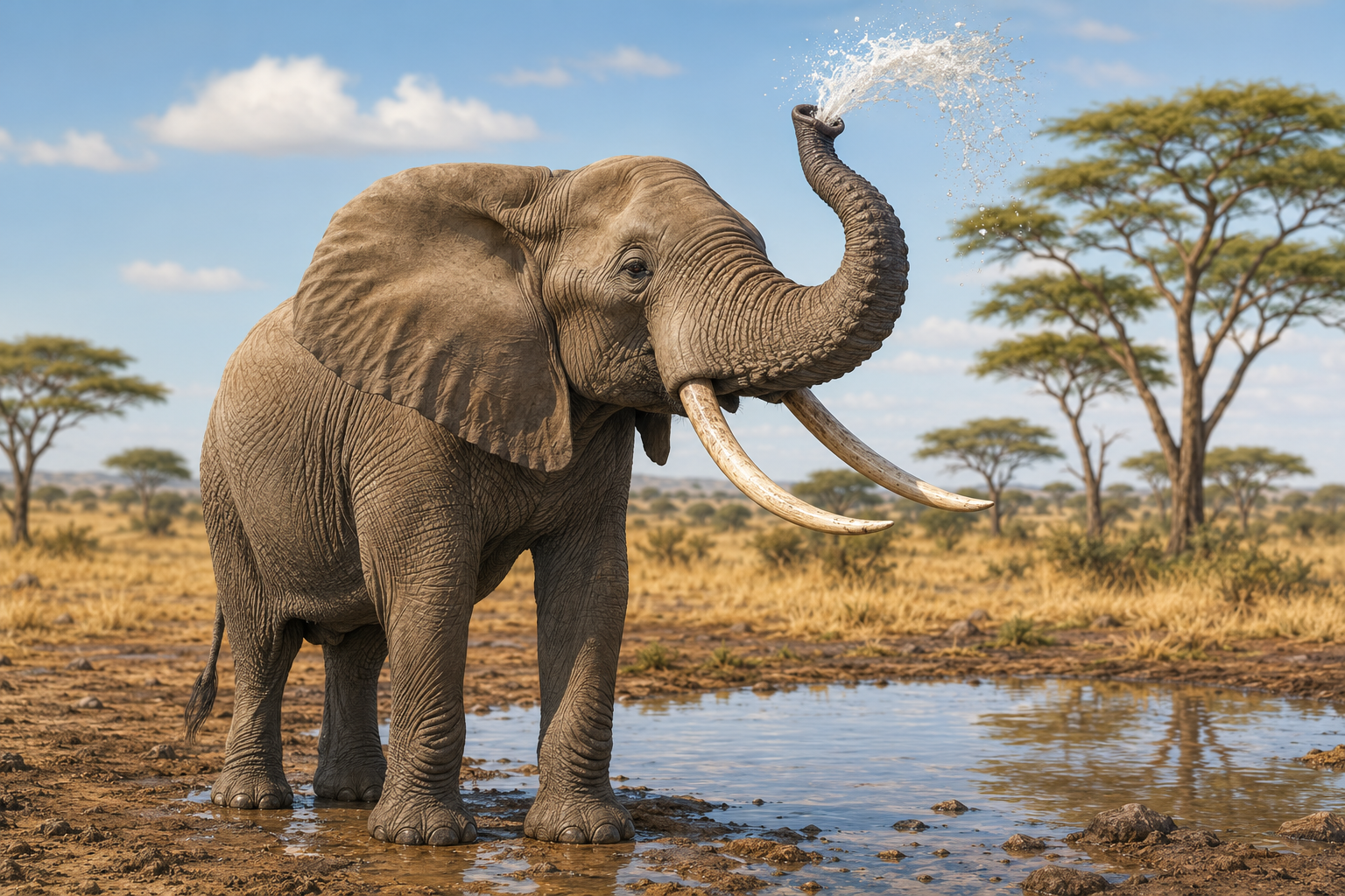 African savanna elephant walking through a grassy savanna habitat
