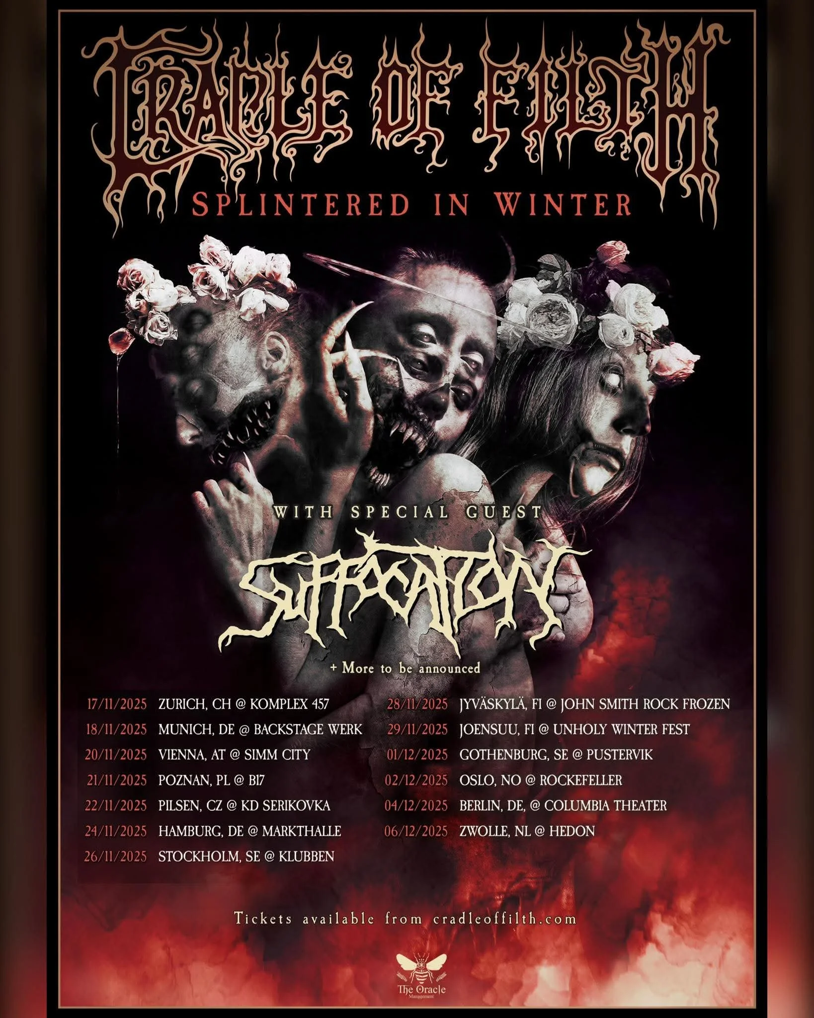 Cradle of Filth and Suffocation announce winter European tour: An extreme metal alliance