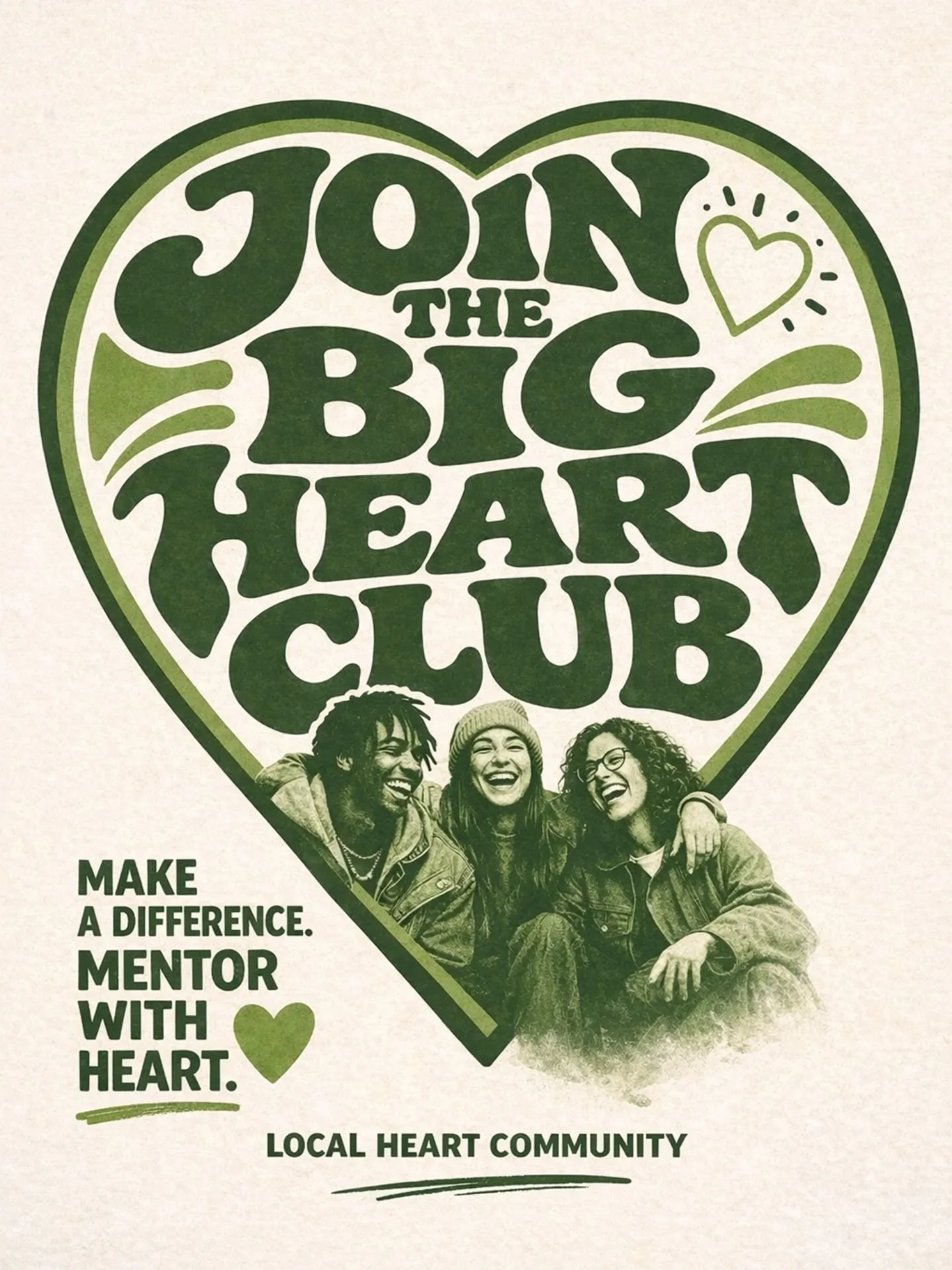 💚 Join our big heart club !!! 💚 

Do you want to help change lives?

Do you have a big heart and a passion for seeing others reach their full potential?

We are currently seeking male and female mentors to join our growing team.

Many people see th