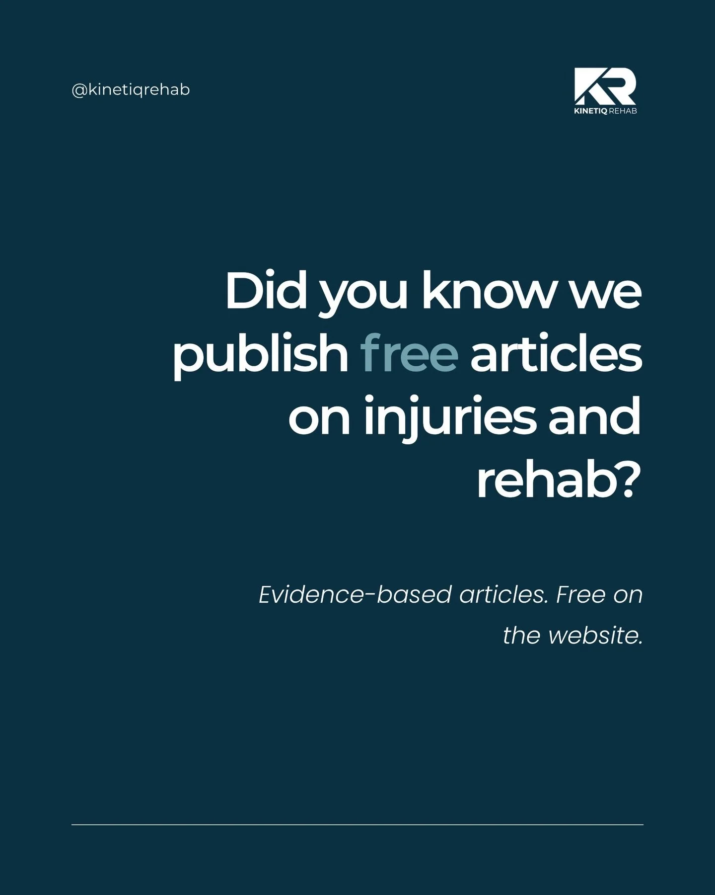 Did you know we put out free articles on the website?

Not everything needs a consult. Sometimes you just need the right information.

Link in bio.

#KINETIQREHAB #physiotips #injuryprevention #sportsphysio physiomelbourne