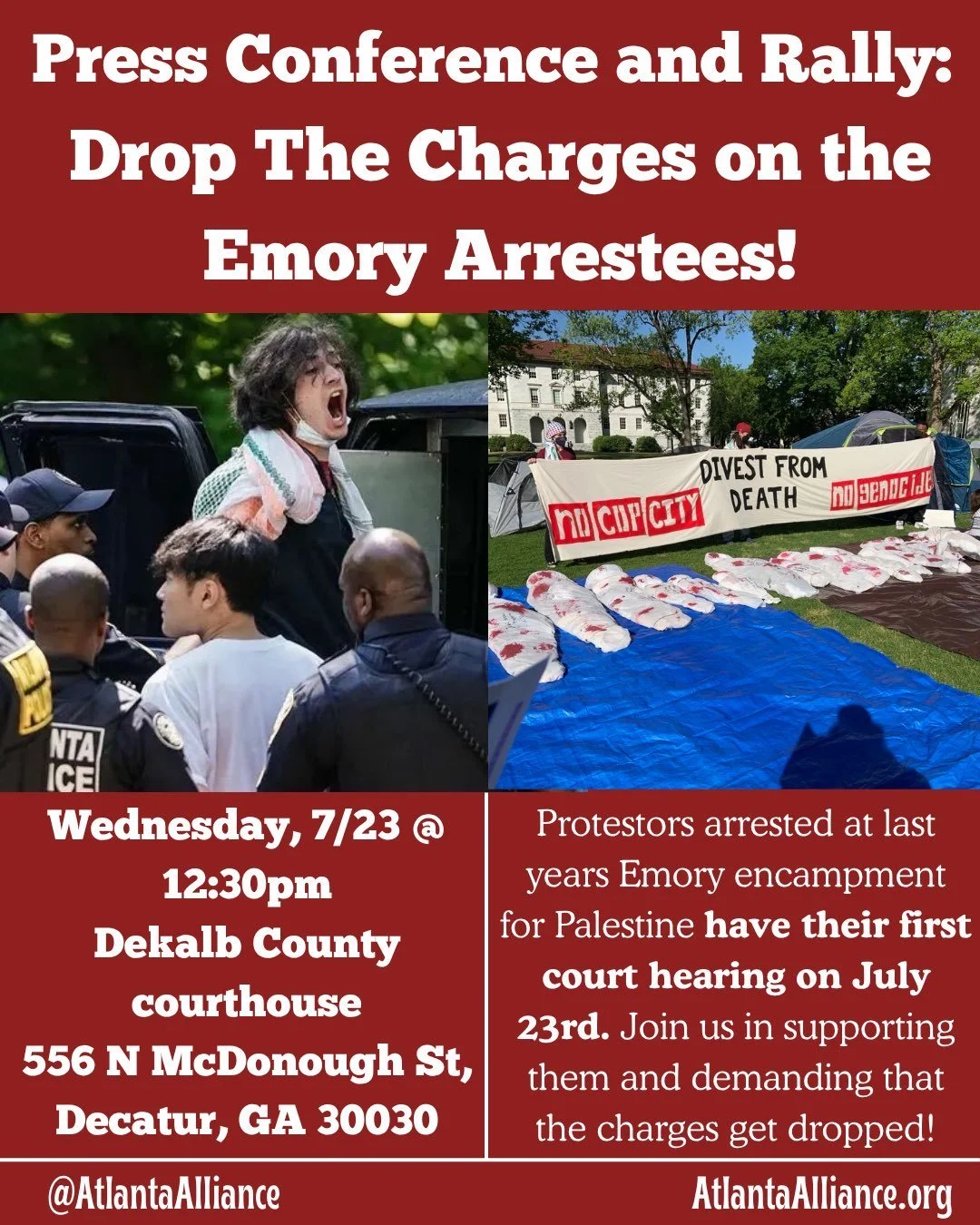 Press Conference And rally: Drop the charges on the emory arestees!