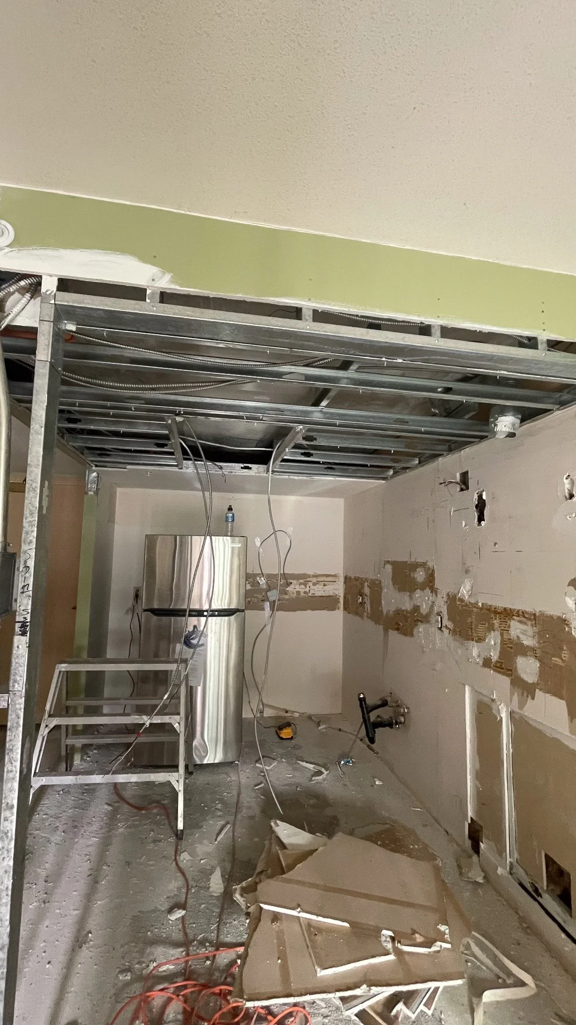 a kitchen that has been demoed in prep for renovation