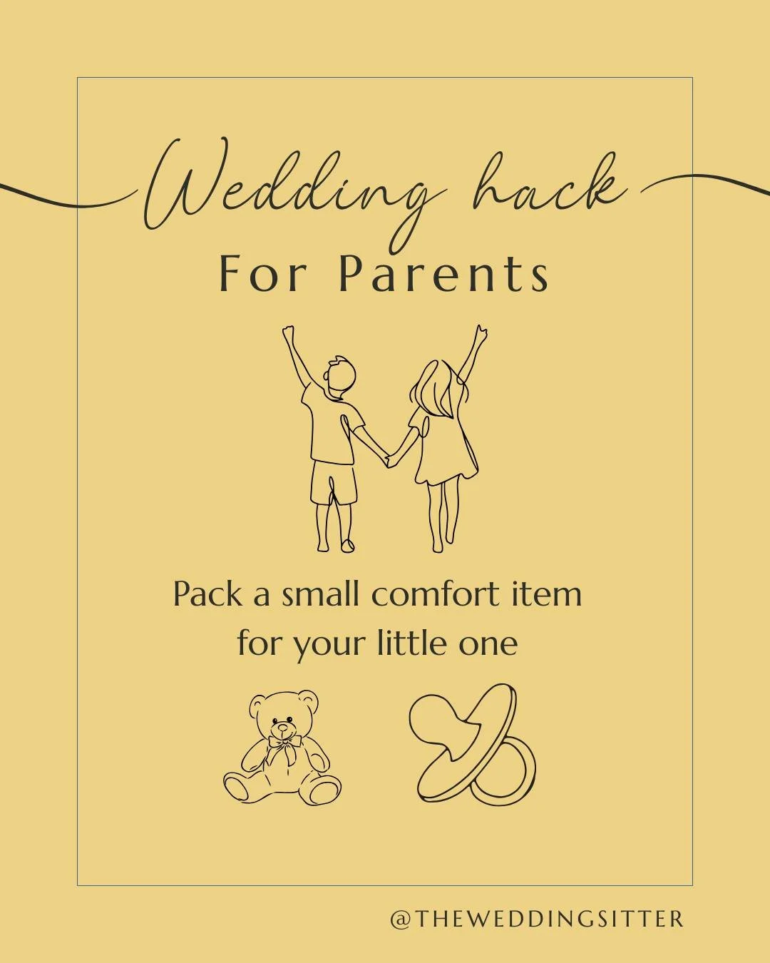 💎 Wedding Hack for Parents 💎

Big day coming up? Pack a comfort item -  like a teddy, blanket, or favourite book - for your little one. It helps them settle quicker, so you can enjoy the party stress-free.

Bonus: our sitters bring activities too, 