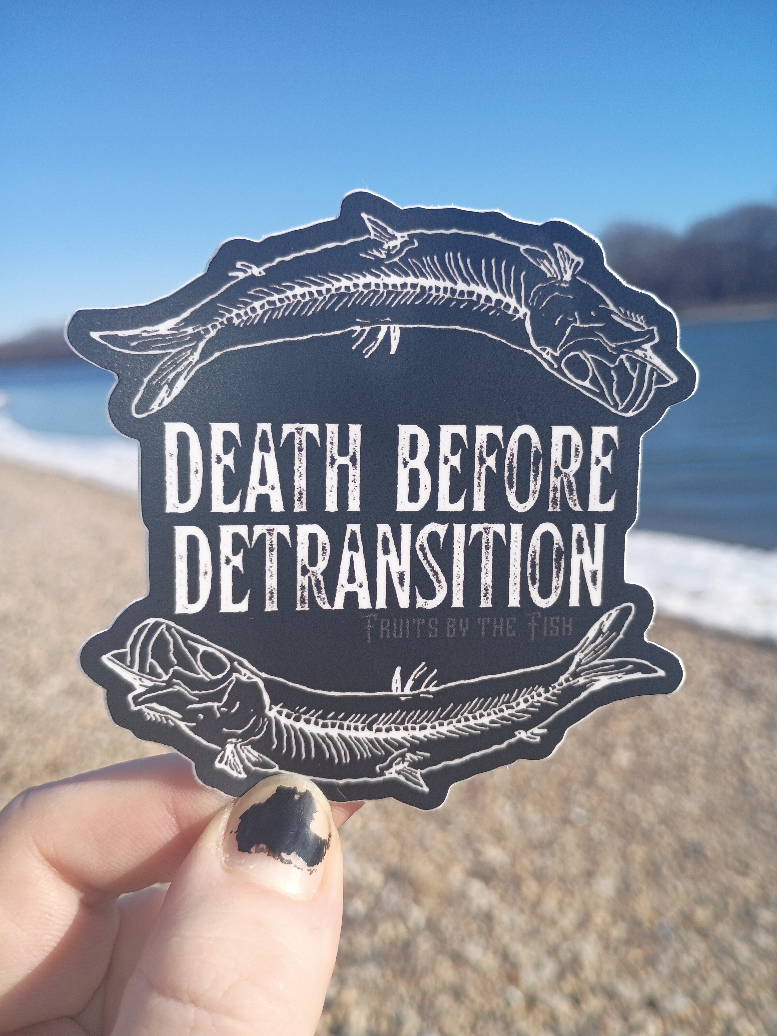 Death Before Detransition Fish Fossil Waterproof Sticker