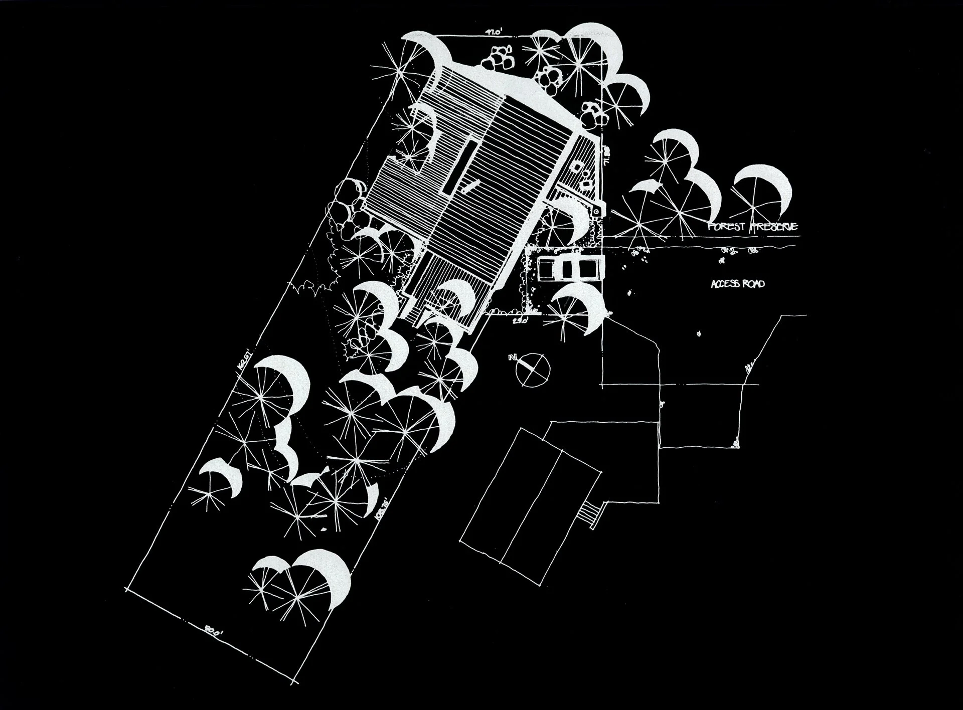 Site plan with building and landscape design details