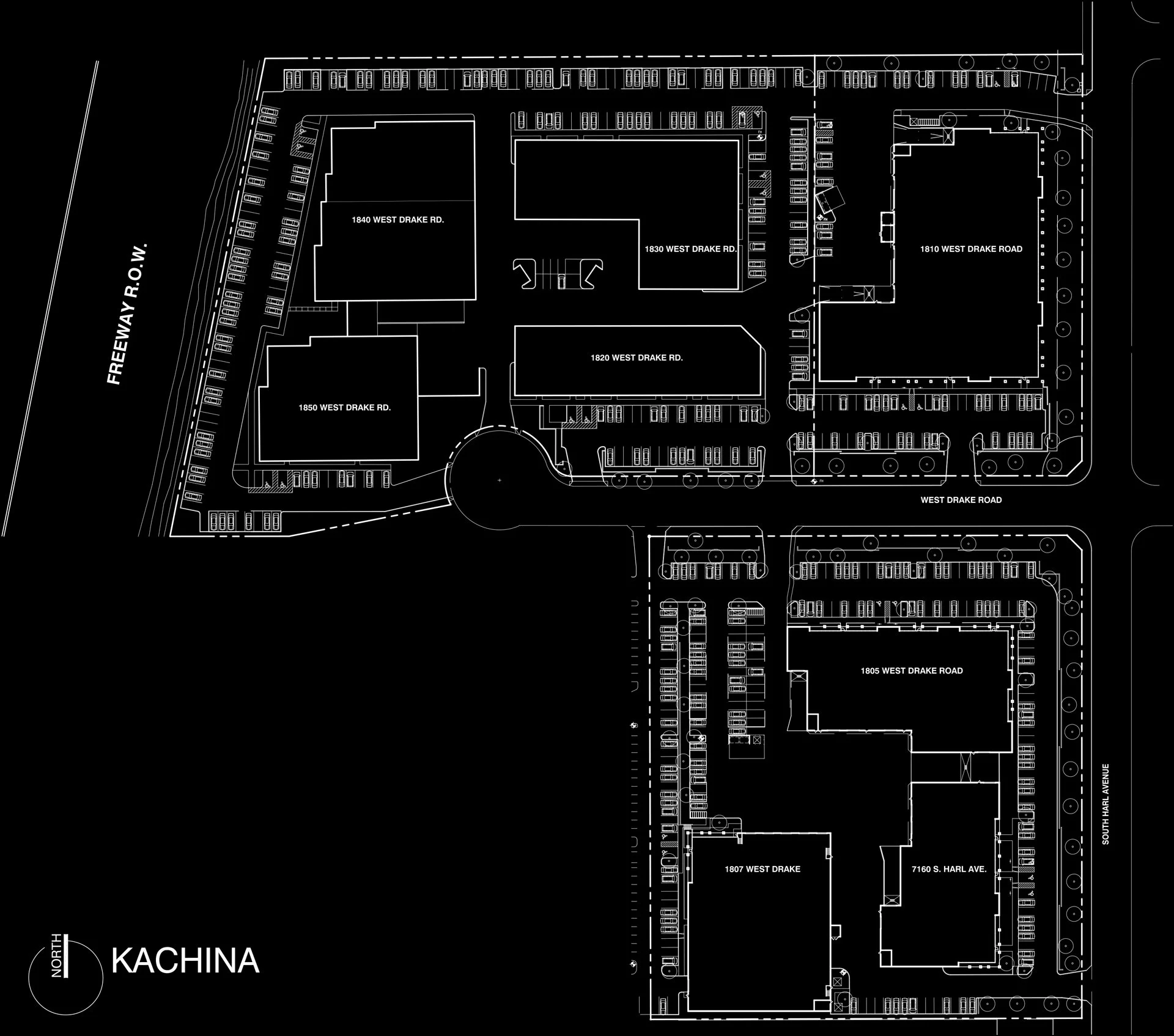 Site plan layout of an industrial office complex.