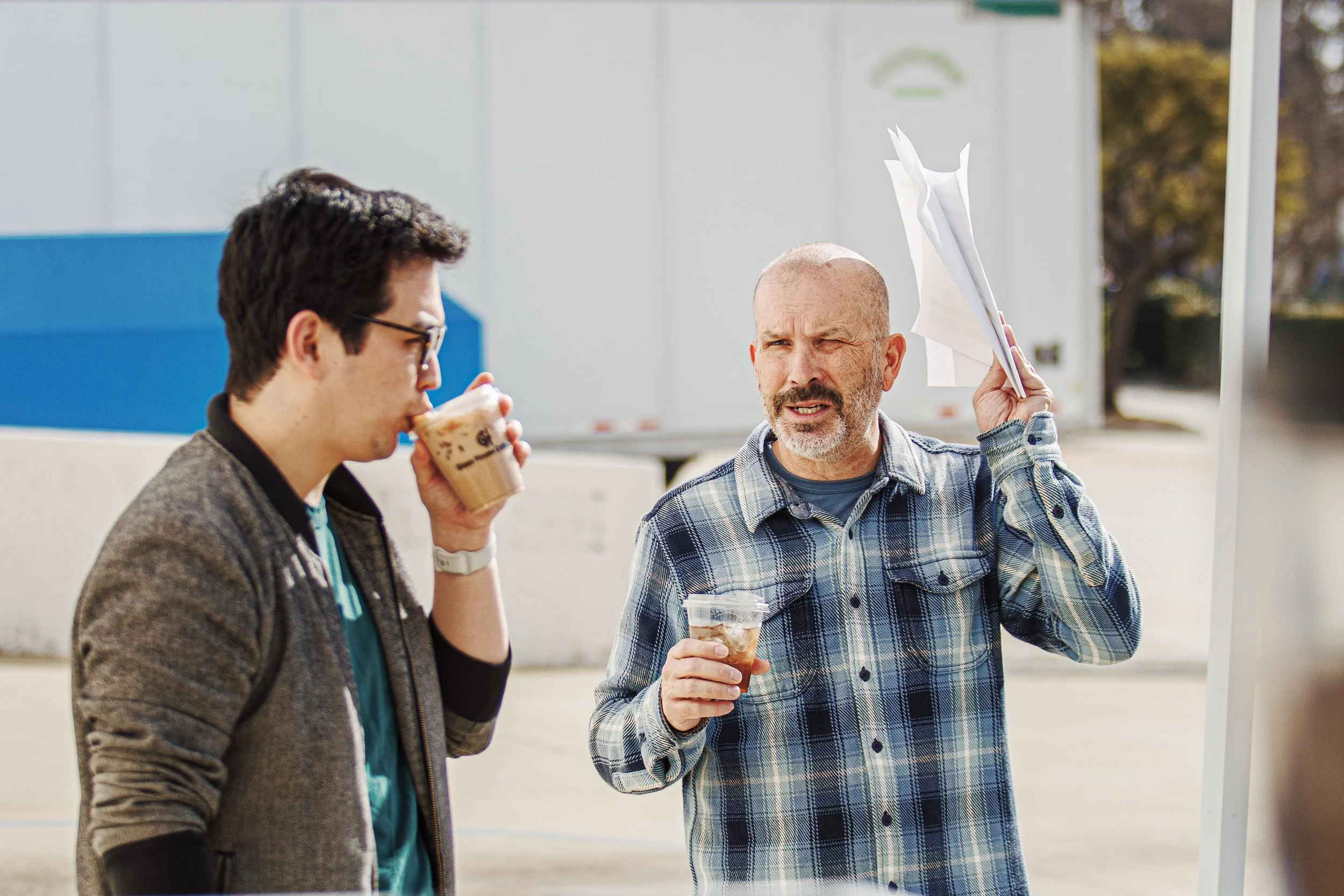 customer drinking lattes