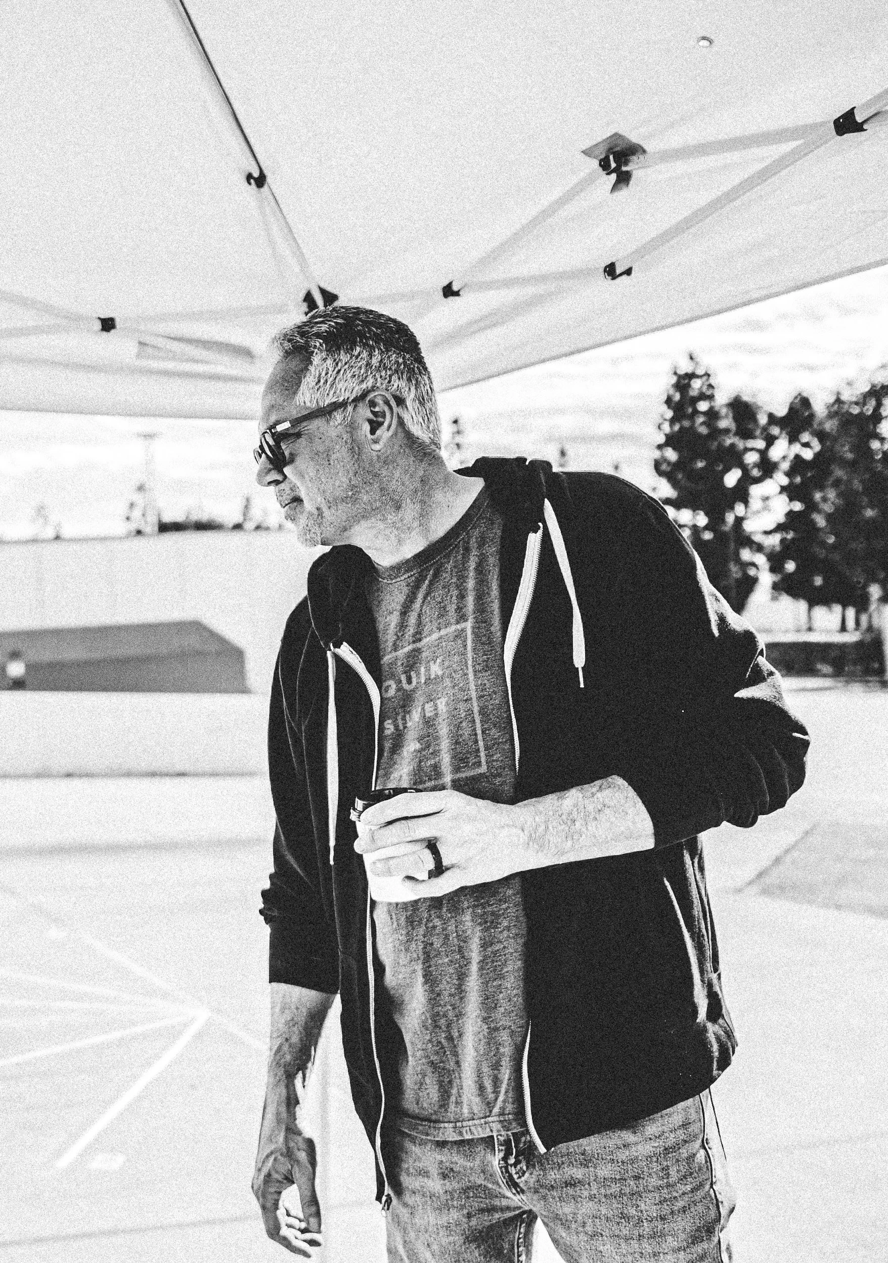 customer holding latte