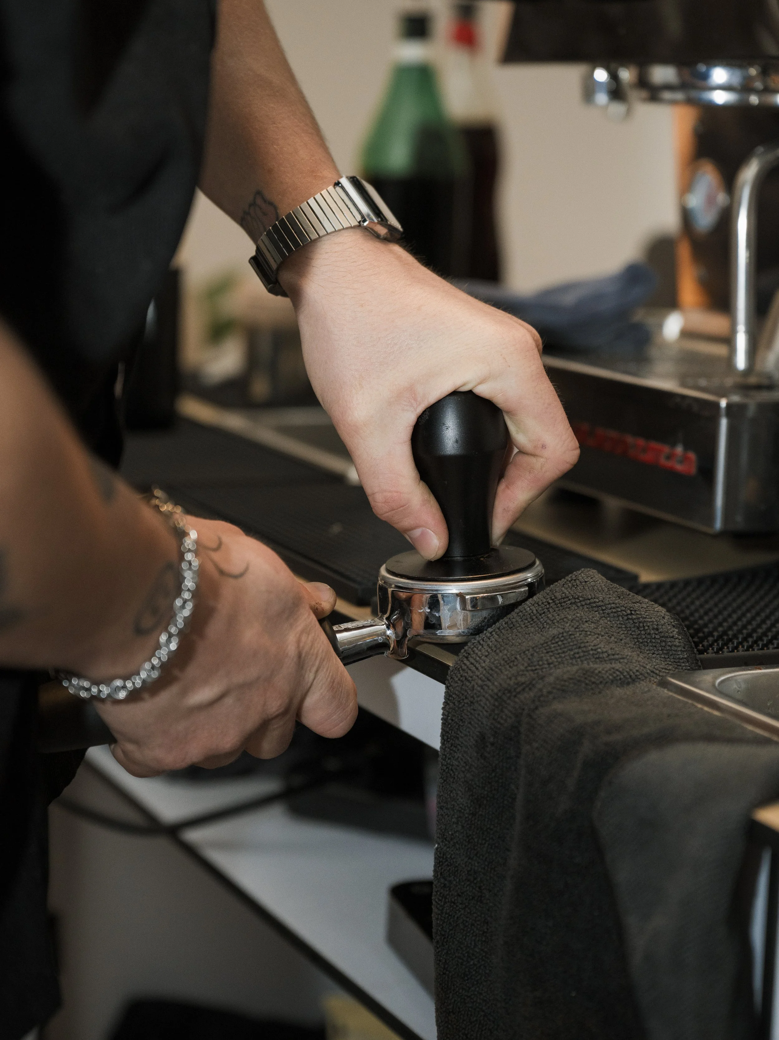 tamping for coffee cart