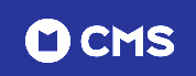 CMS logo with a white icon and text on a blue background.
