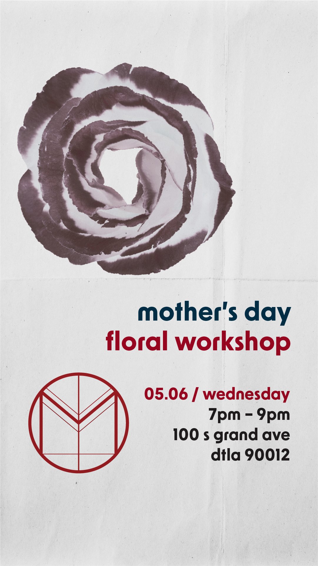 Promo for Mother's Day Floral Workshop at Massilia DTLA