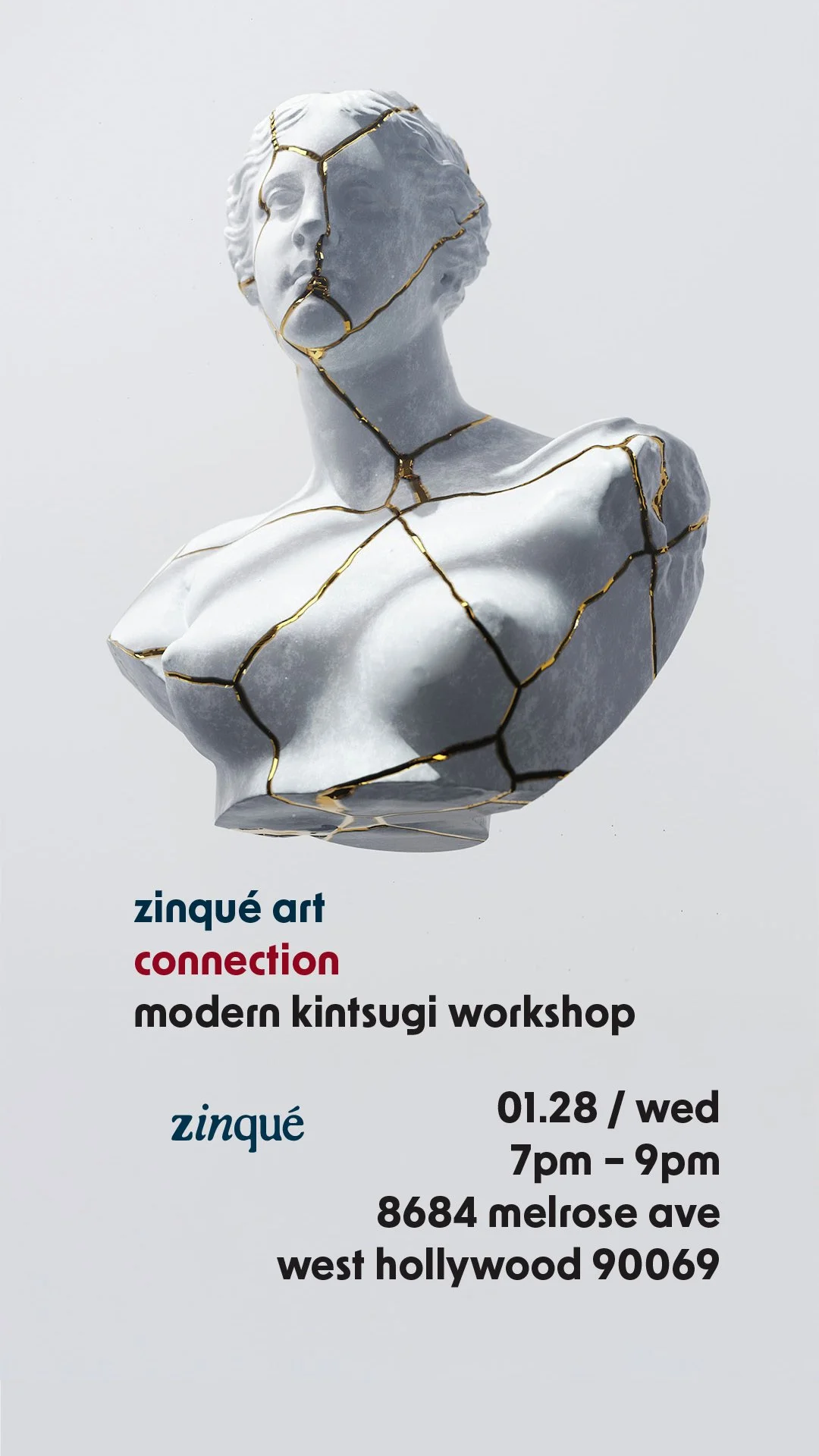 Promo for Modern Kintsugi Workshop at zinqué West Hollywood