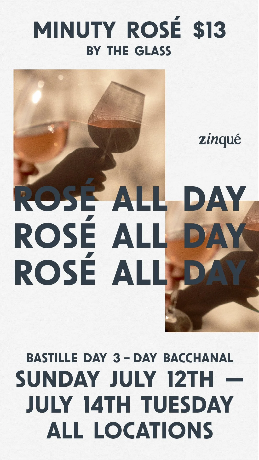 Promo for Rosé All Day at zinqué
