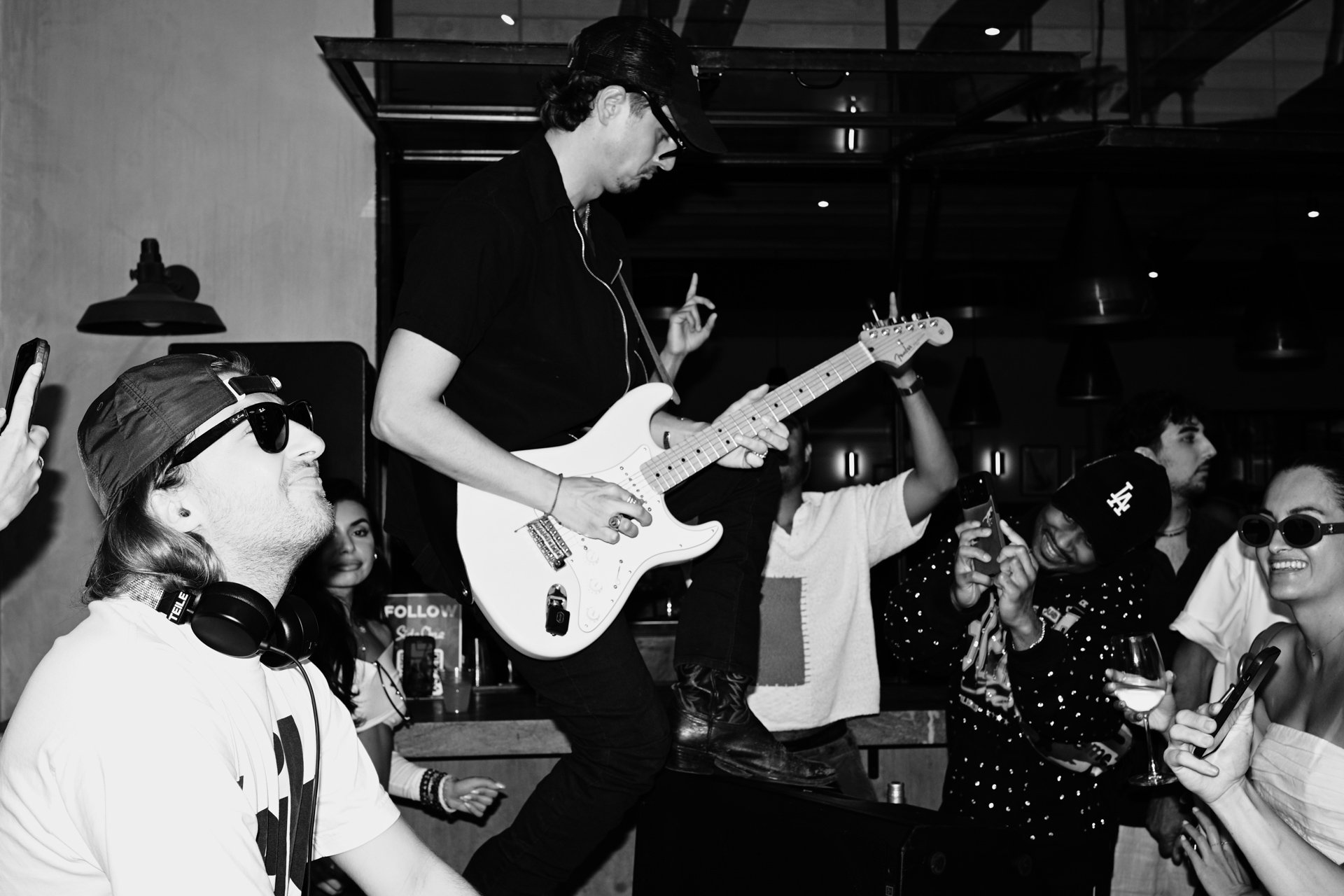 Photo of DJ duo Side One performing at zinqué Malibu, a French restaurant