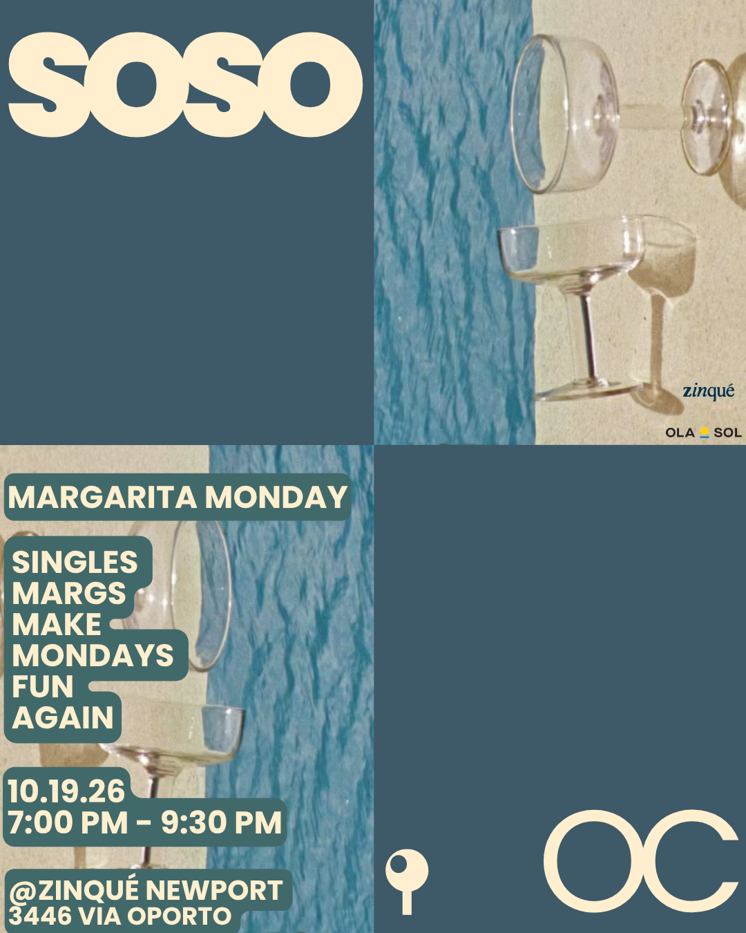 Promo for Margarita Monday at zinqué Newport