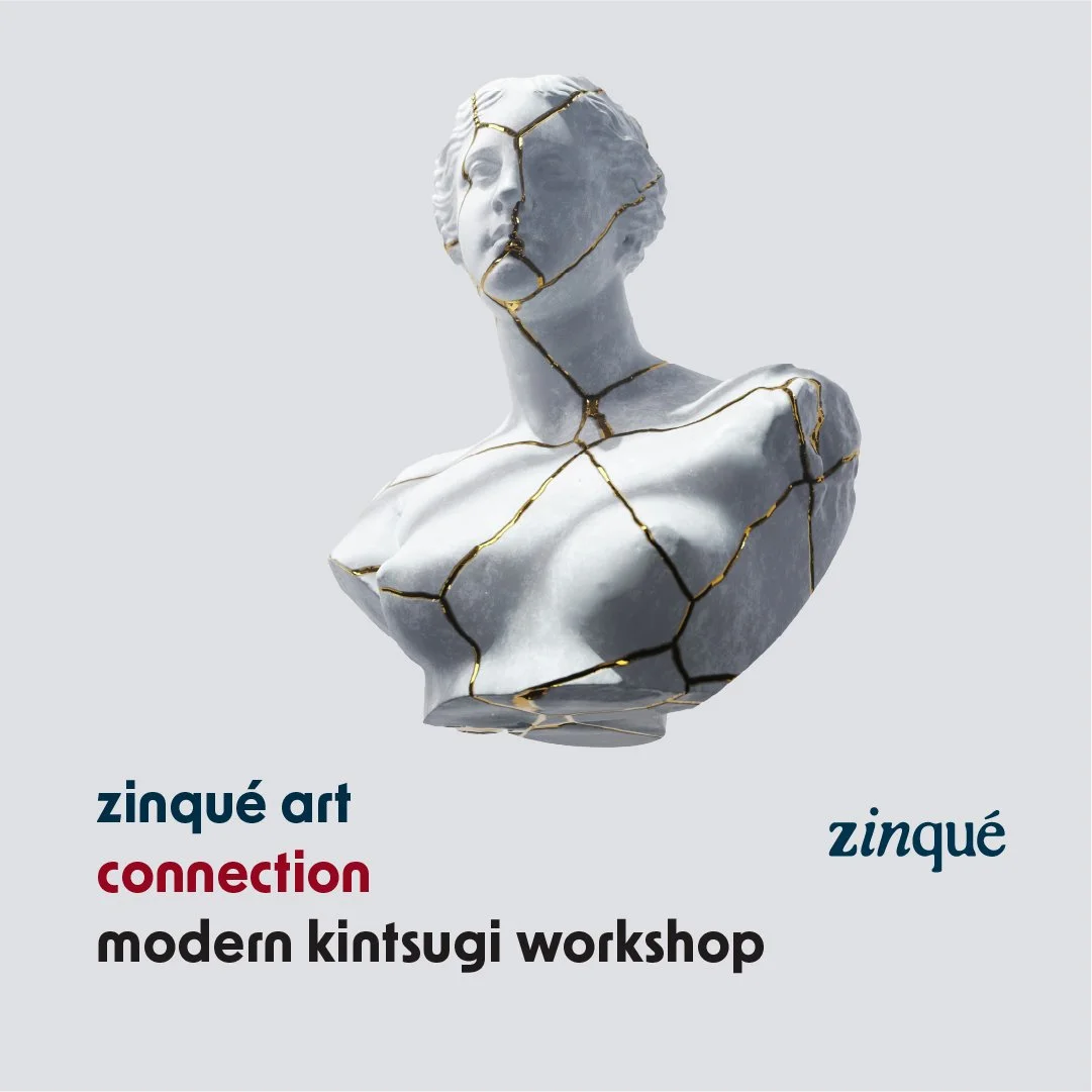 Promo for Modern Kintsugi Workshop at zinqué Venice
