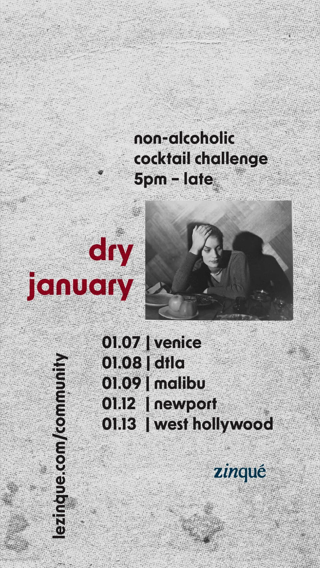 Promo for Dry January Non-Alcoholic Cocktail Challenge