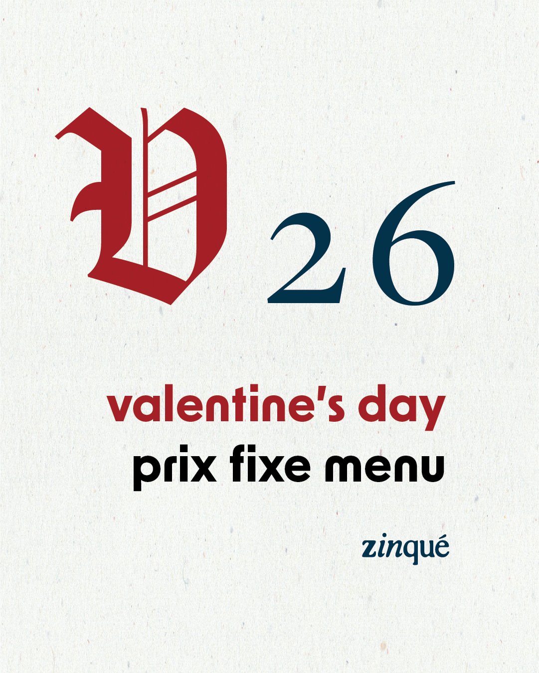 Promo for Valentine's Day Prix Fixe Menu