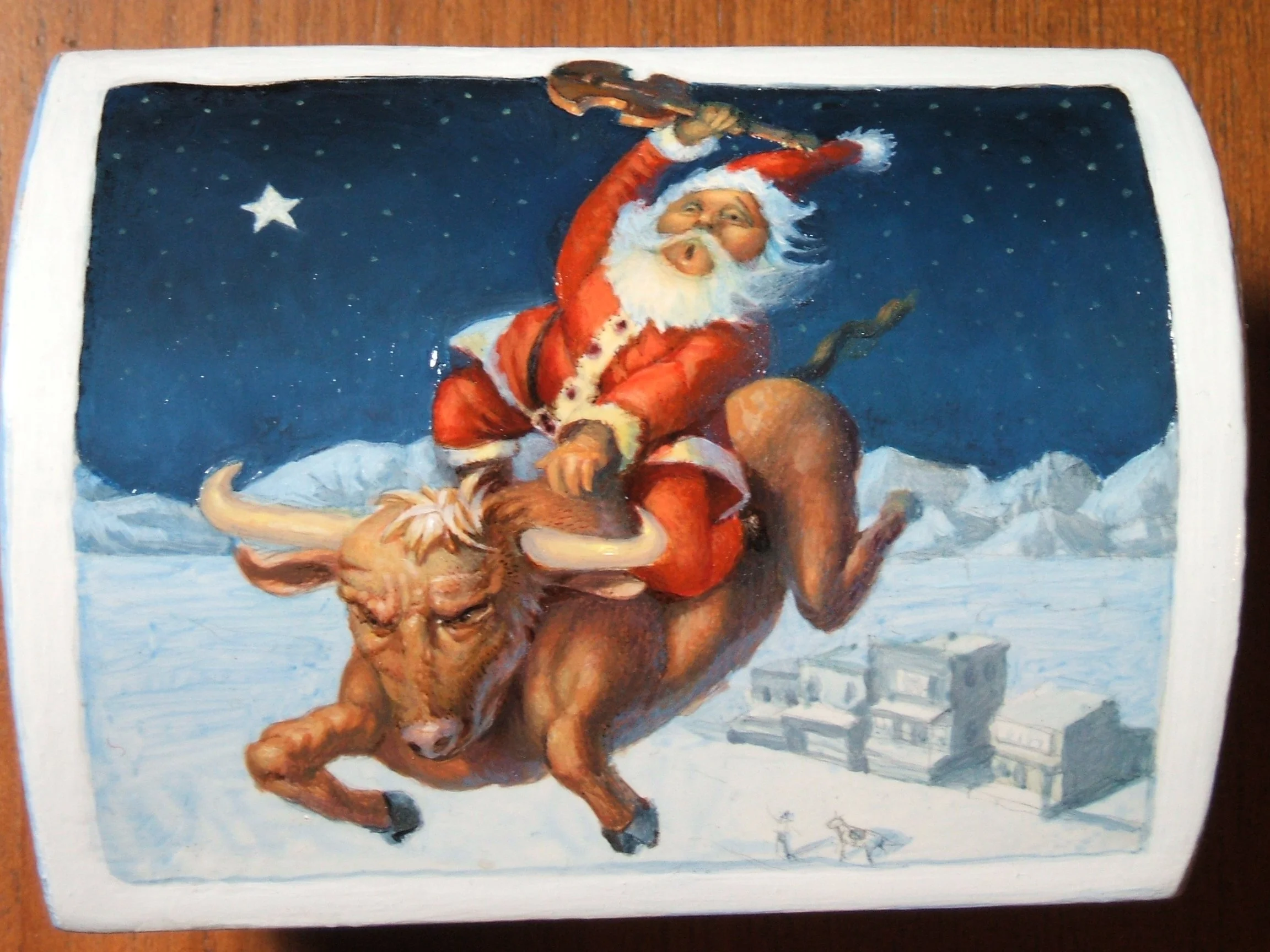 A little oil painting on a box, as a gift to my daughter Katie. 