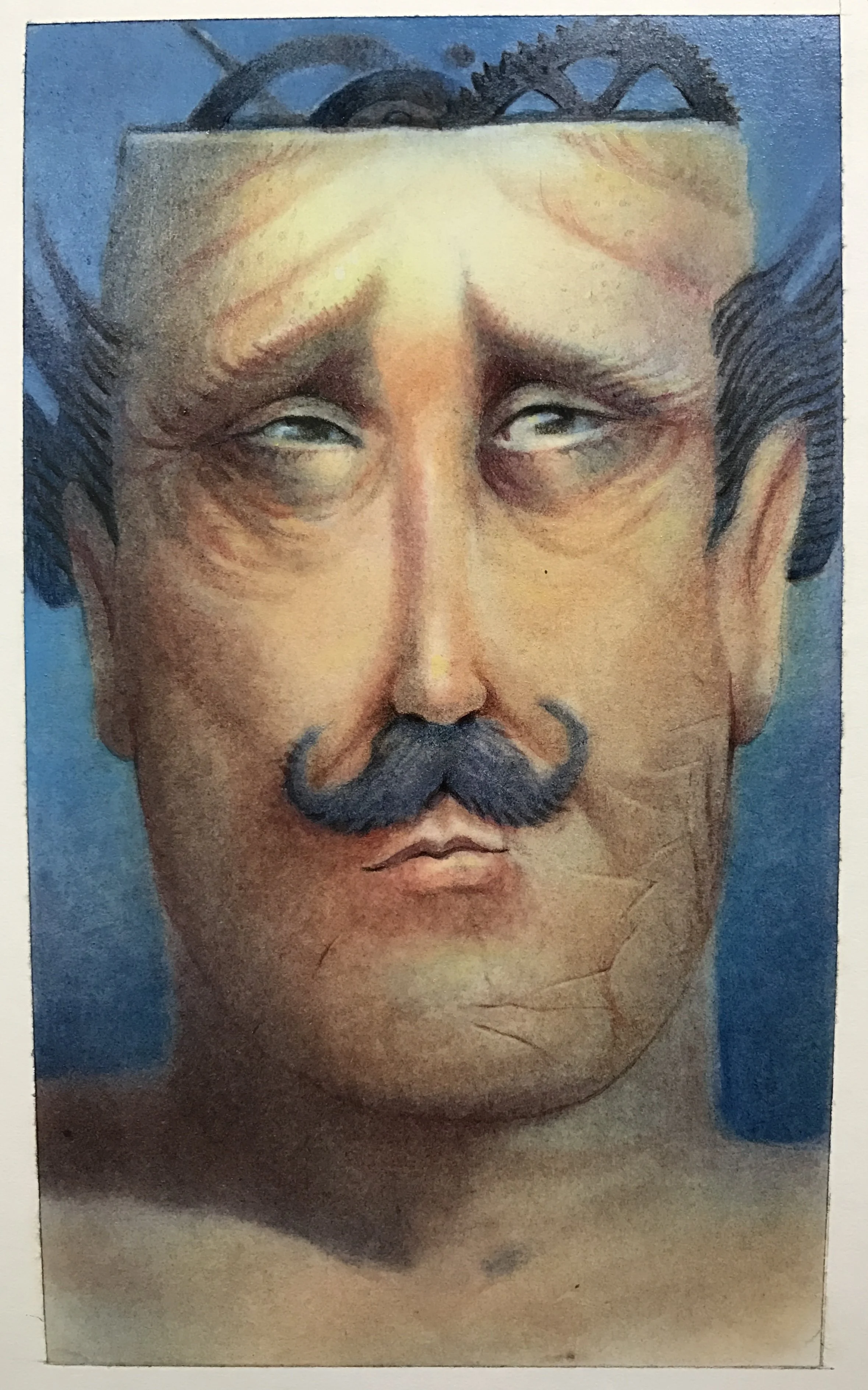 Gear Head Punk. 2017. Pastel, Colored Pencils, & Oil Glazes.