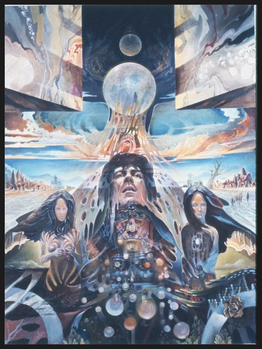 Emergency. Painted in 1971. Oil on canvas. 24" x 36".   This was sold to Fawcett Publishing and  was the book cover for  "The Earth Tripper"  which was my first illustration sold with my agents Frank & Jeff Lavaty.  