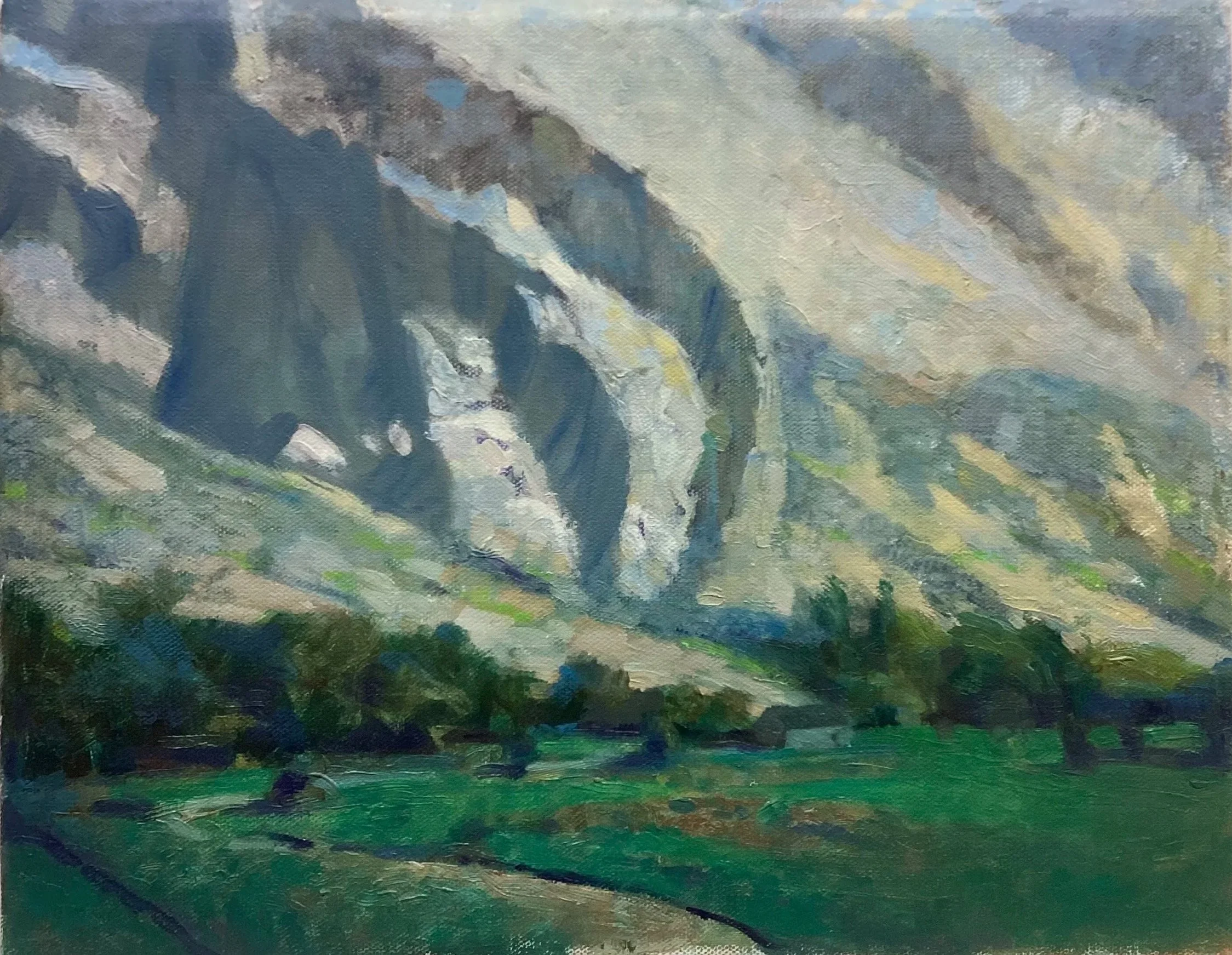 "Green River Near Josie's Place" Plein Air, Oils on canvas. 13 1/4" x 10 1/2"