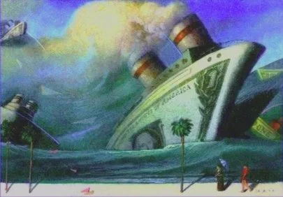 New Business Magazine. I should have painted a $100 bill. The story was about a lot of new money steaming into the seaside Florida scene. This illustration was more like chump change. At the time, I must have been oblivious.  