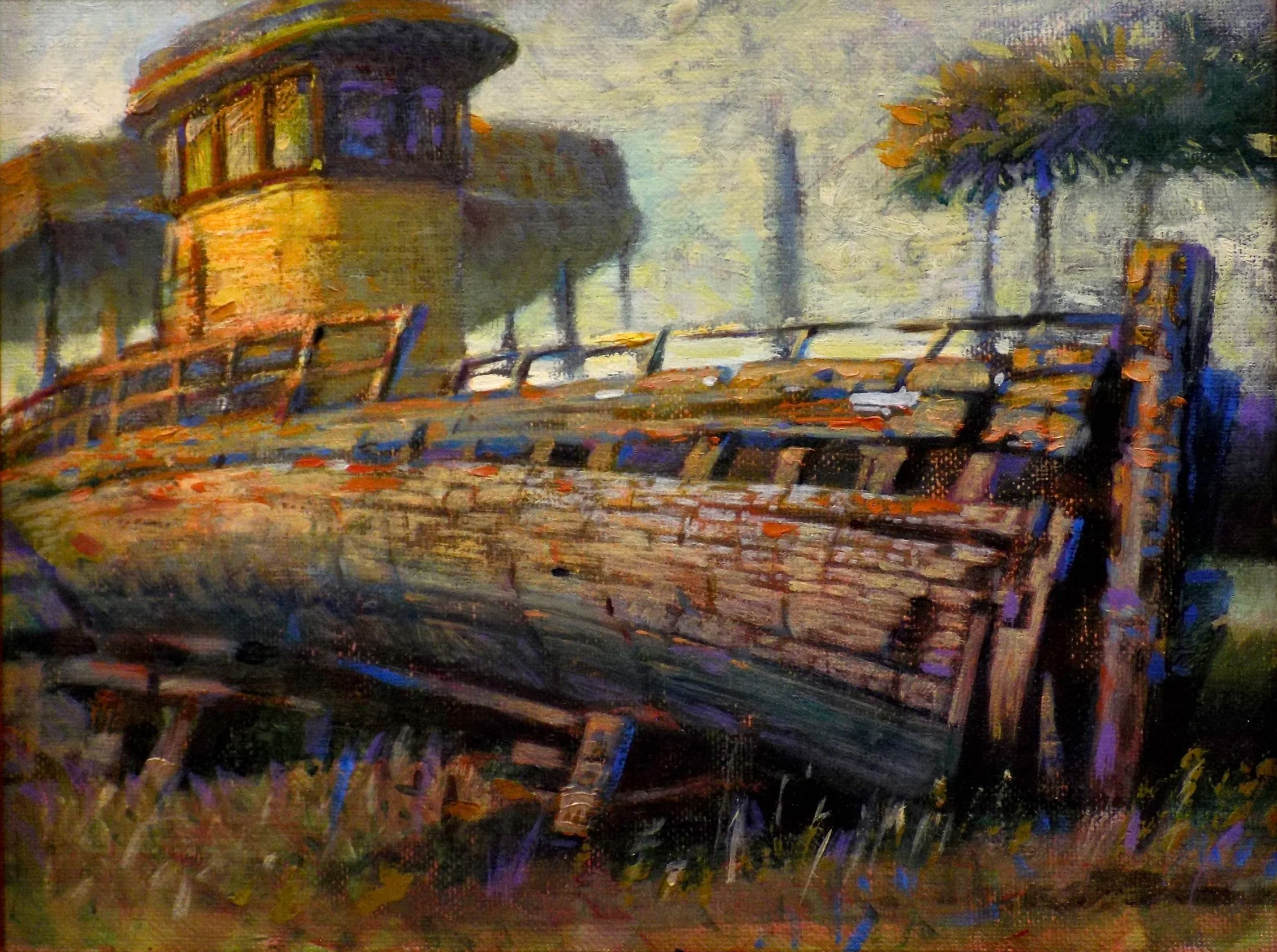 'Florida Boat" Plein Air. 1995. Oils on canvas board. 