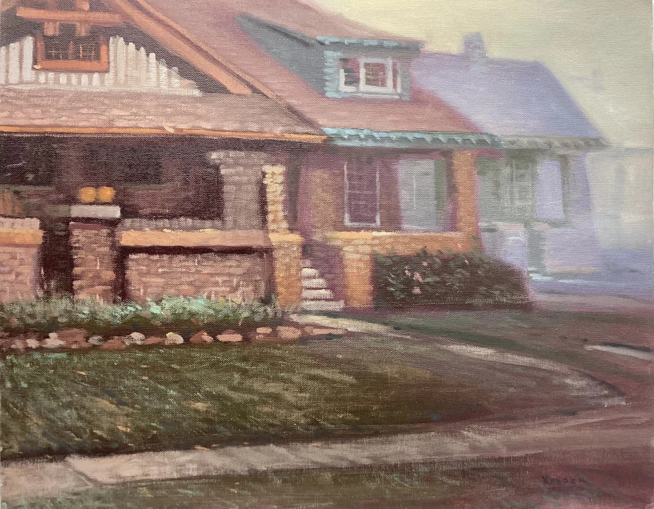 "Wash Park Houses" Plein Air. Oil on canvas board. 2006.