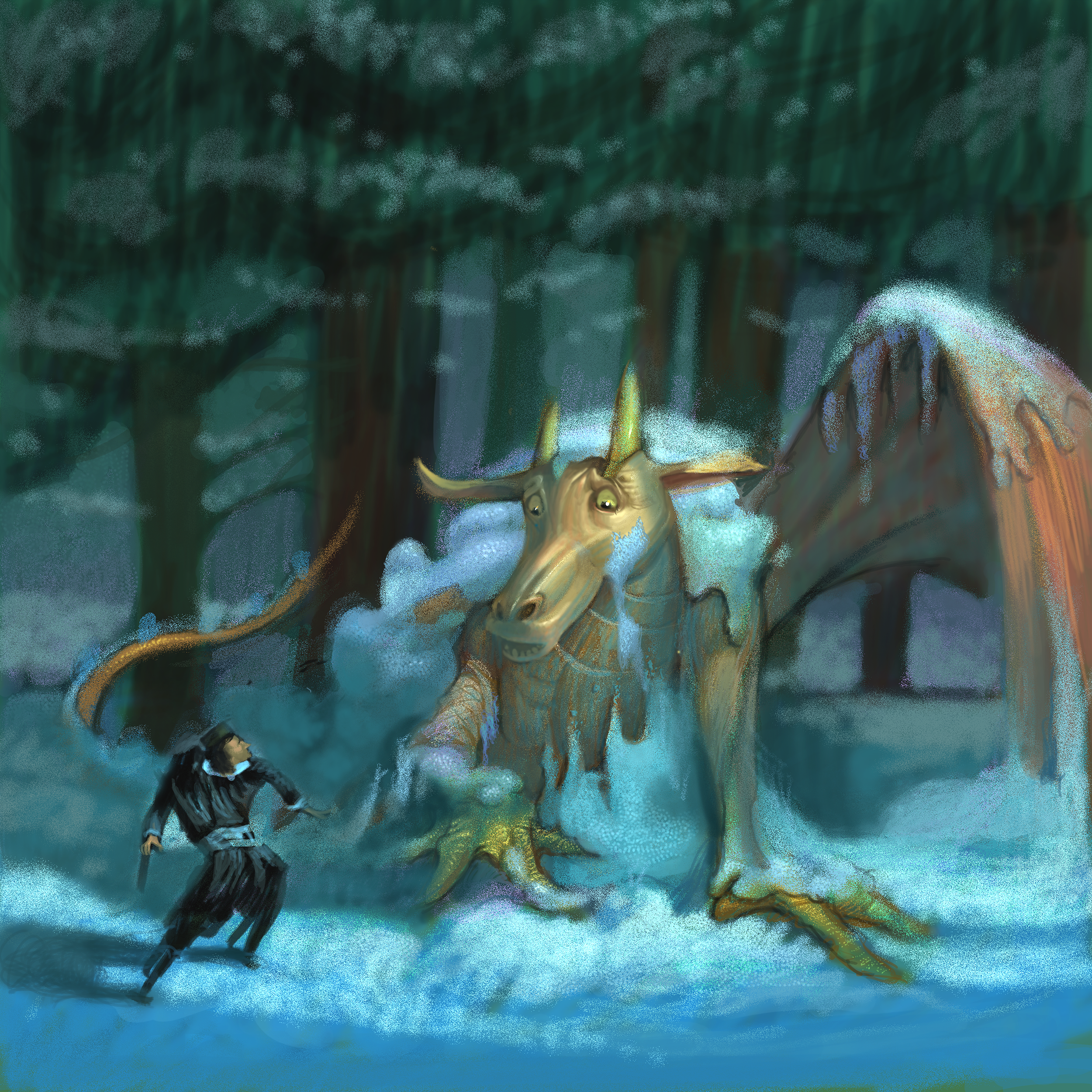 "The Winter Dragon "  A children's book about a dragon waking up in the snowy woods. 