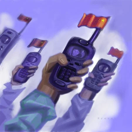 Asian Wall Street Journal, telecommunications article. PhotoShop. 2000.