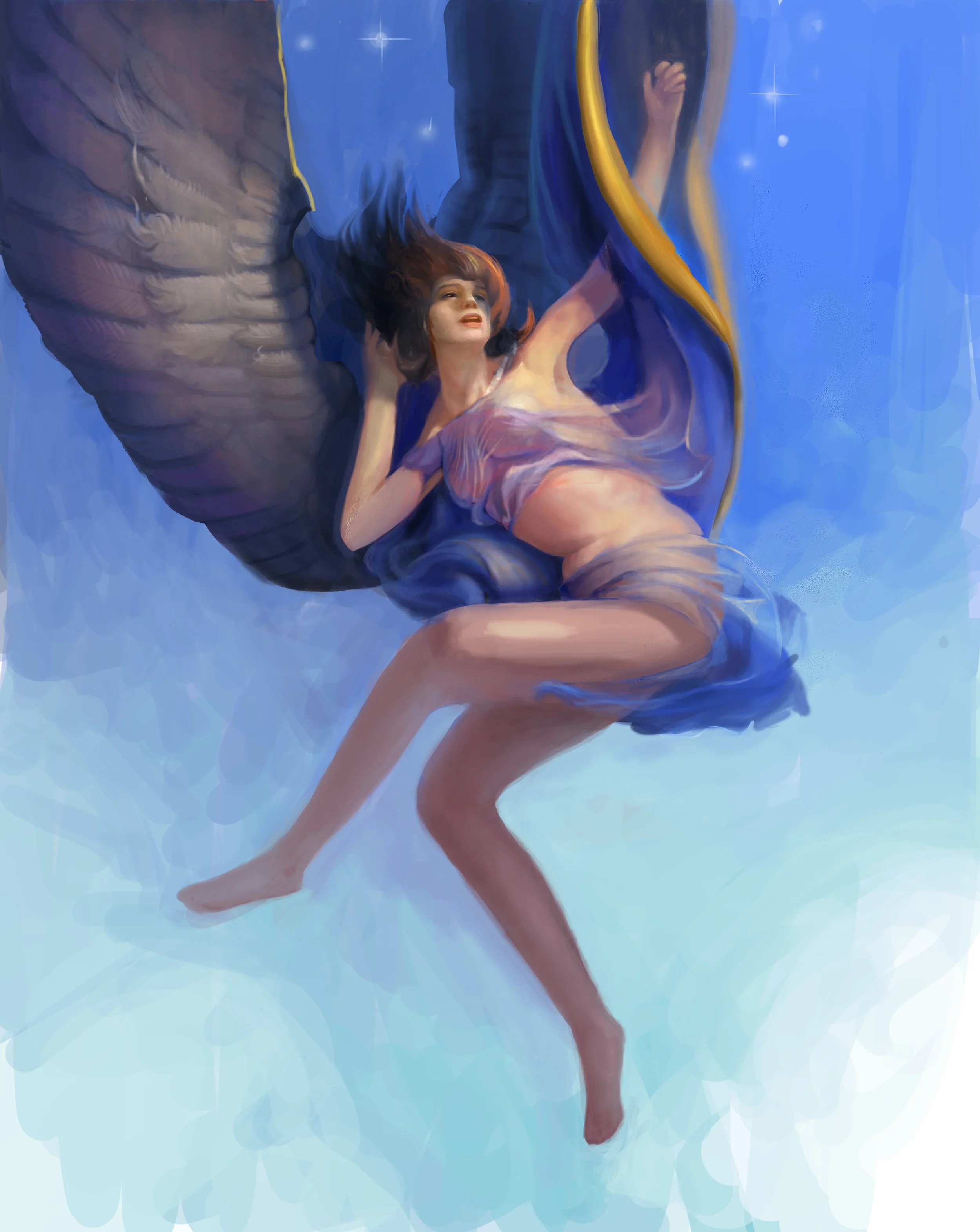 "The Falling Girl" PhotoShop. This was inspired by a Flash Fiction story about a many looking out the window in a skyscraper. 