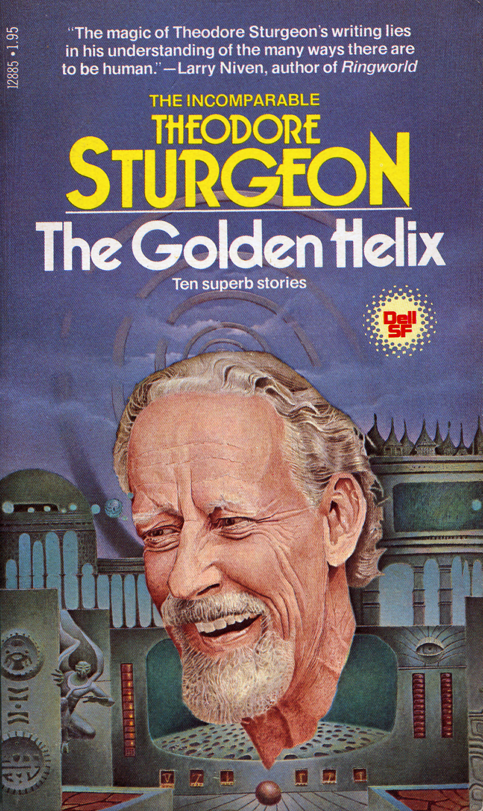 "The Golden Helix" Theodore Sturgeon, author. 1979. Acrylic on masonite. 