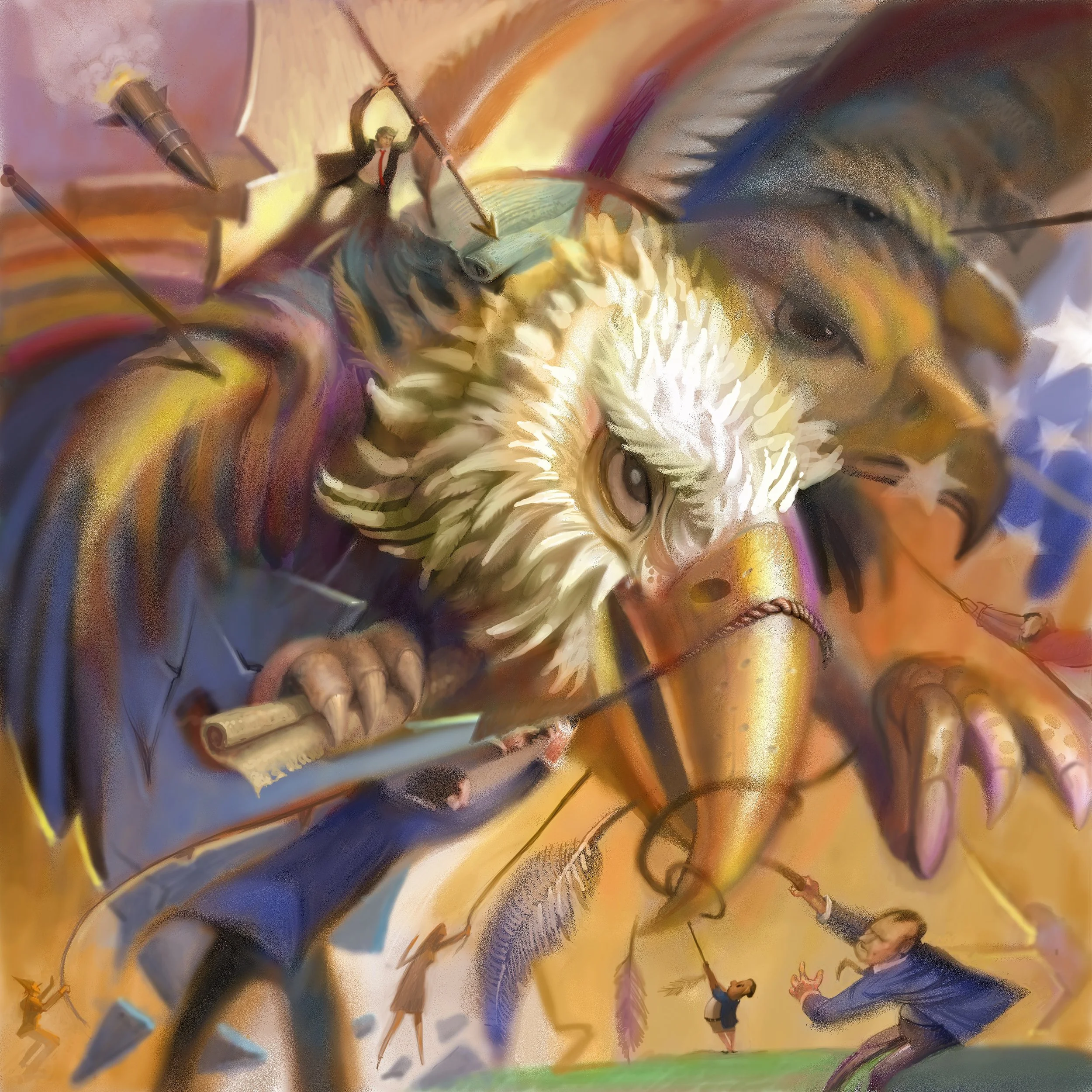 "Chaos Had A Busy Week" PhotoShop 2025. An observation about the first weeks of the new administration's actions. 