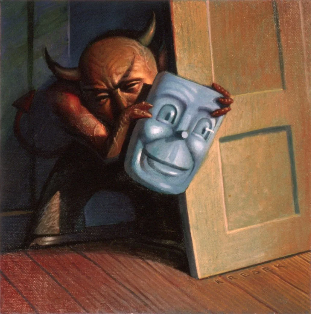 "First Impressions" Oil on illustration board. Gallery Magazine. 1992. 