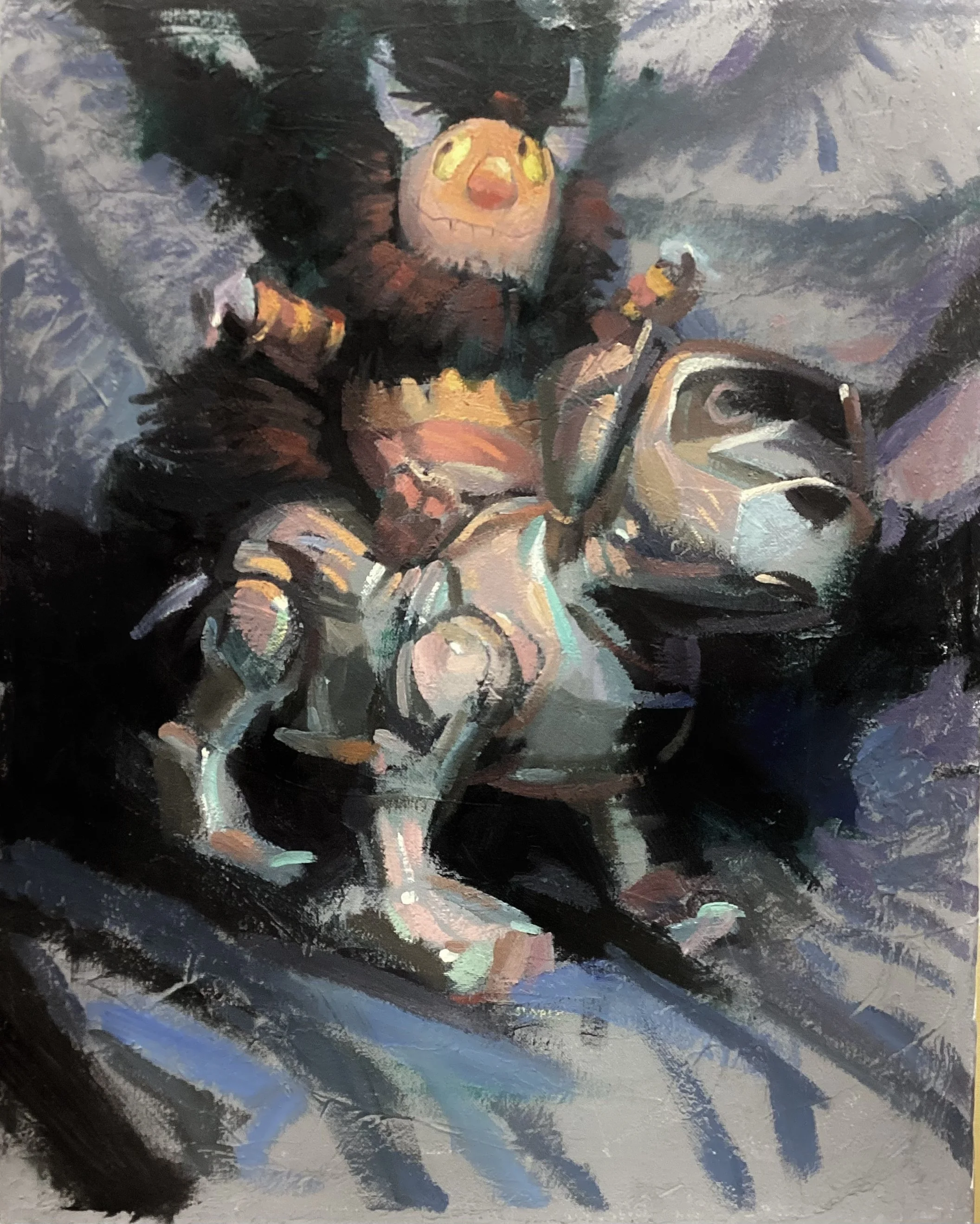 "Techno with Ira 2" Oils on canvas board. 