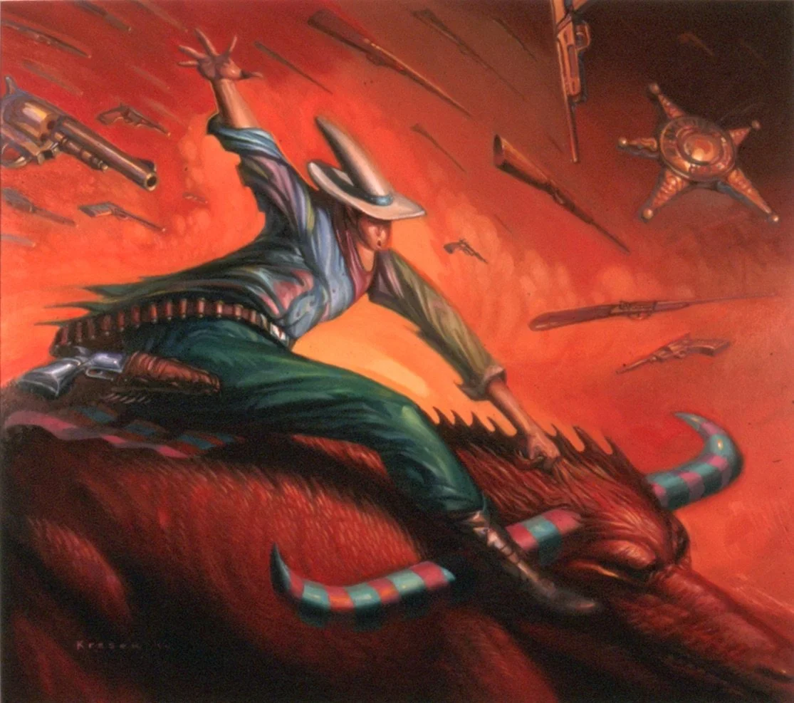 "The Texas Bull Rider" Water Soluble Oils on masonite. Syacuse University Masters Program. 2000.