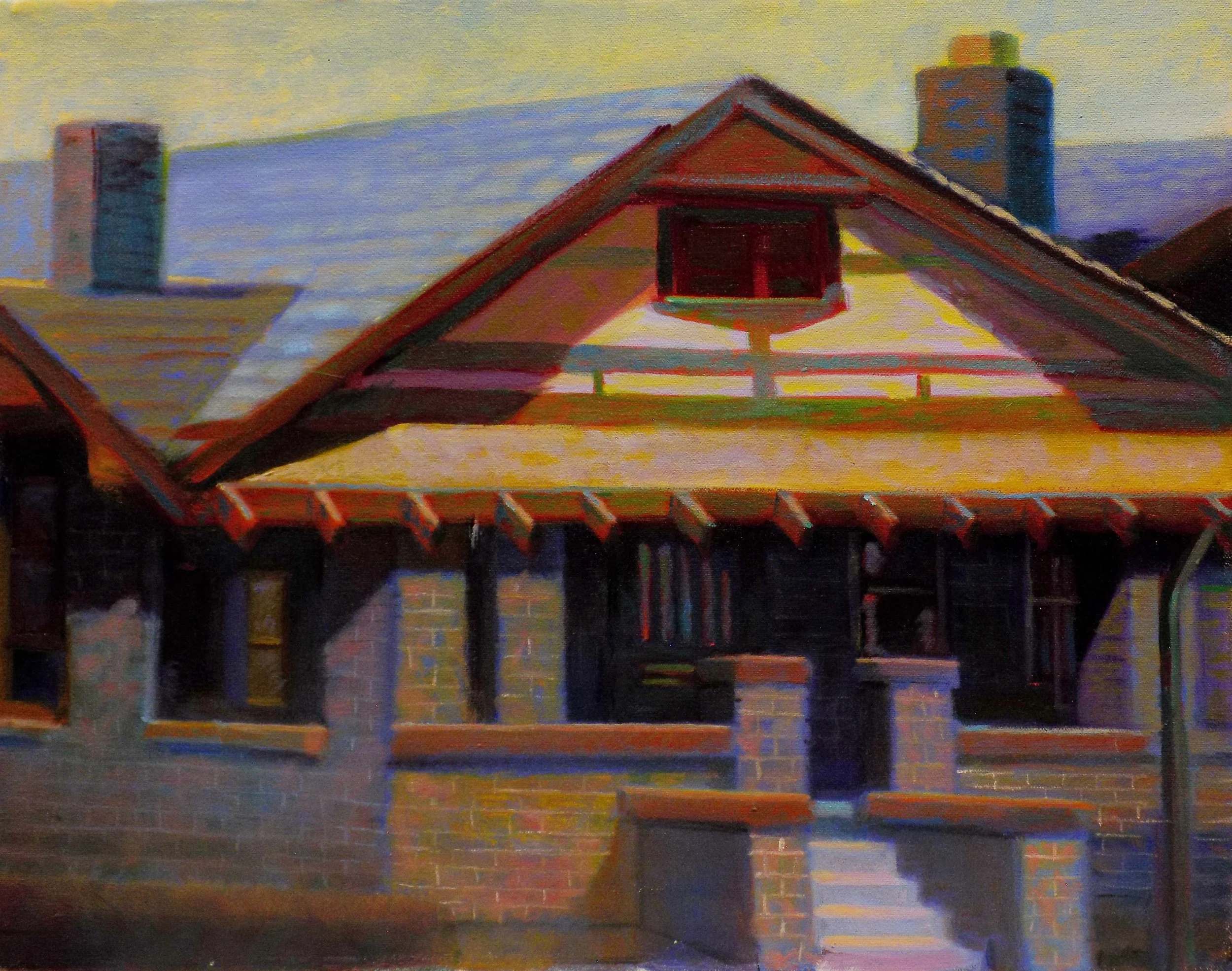"Wash Park House"  Plein Air. Oils on canvas board. 16"x20".