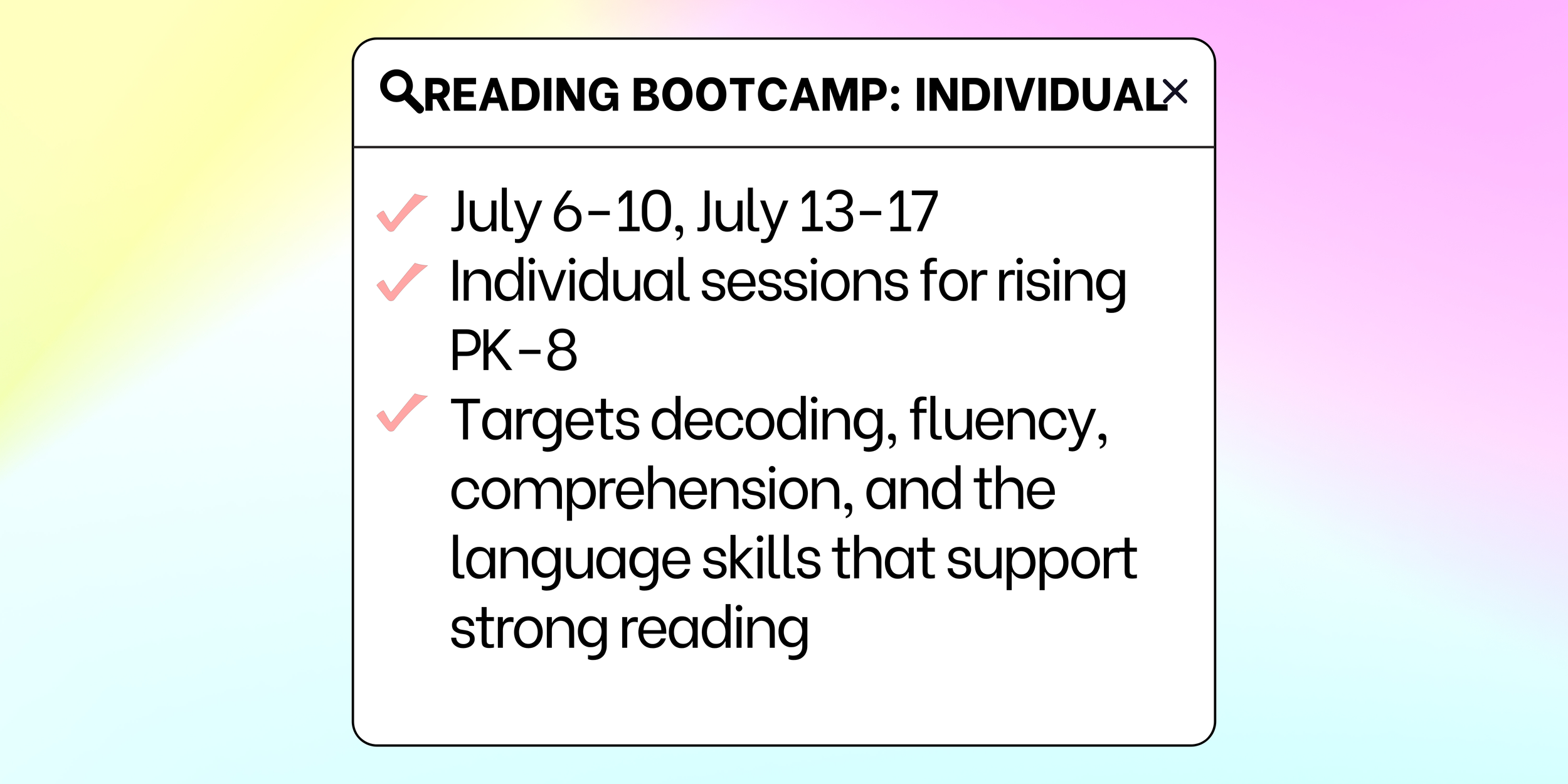 Reading Bootcamp: Individuals