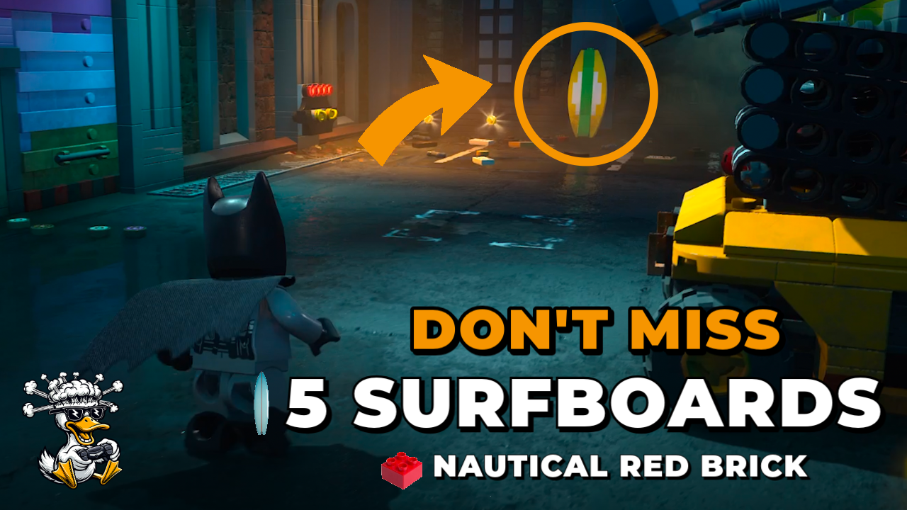 ALL 5 Surfboards &amp; Red Brick Location Lego Batman Legacy of the Dark Knight