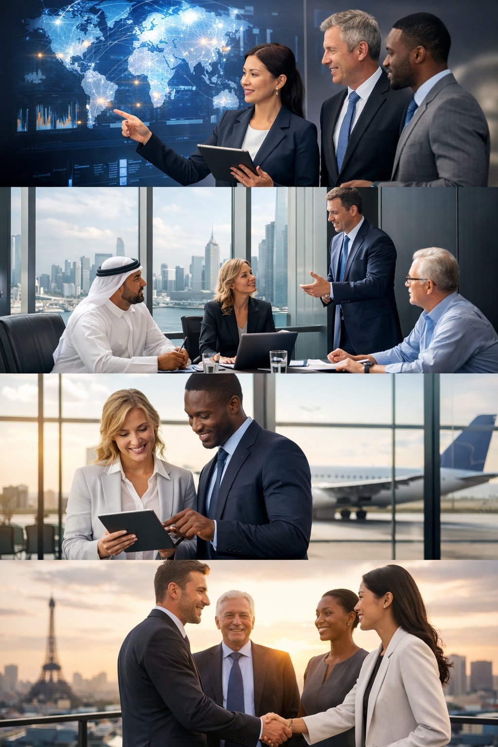 Stock photo collage of business professionals meeting in offices
