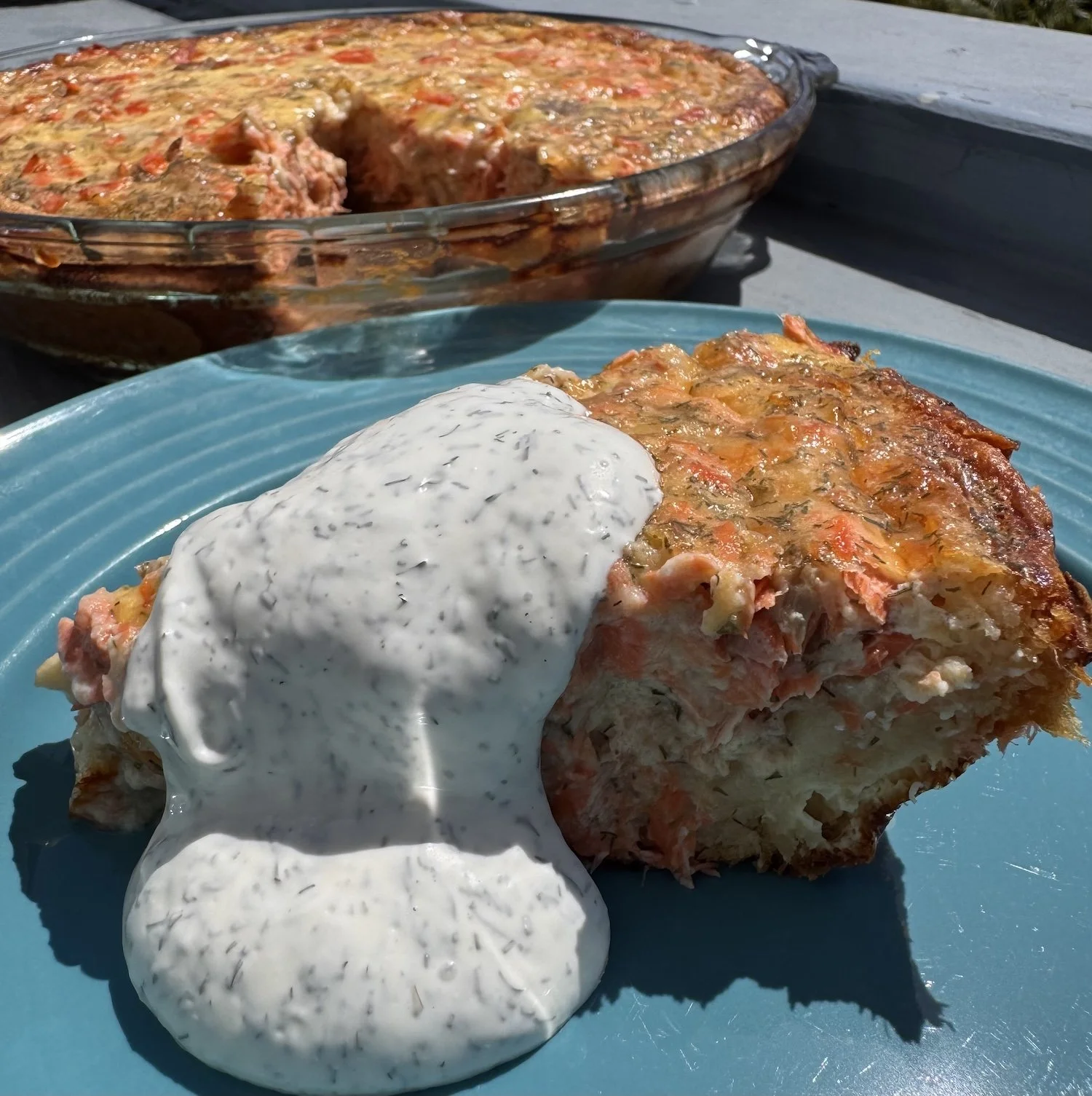 Salmon Quiche With Dill Sauce