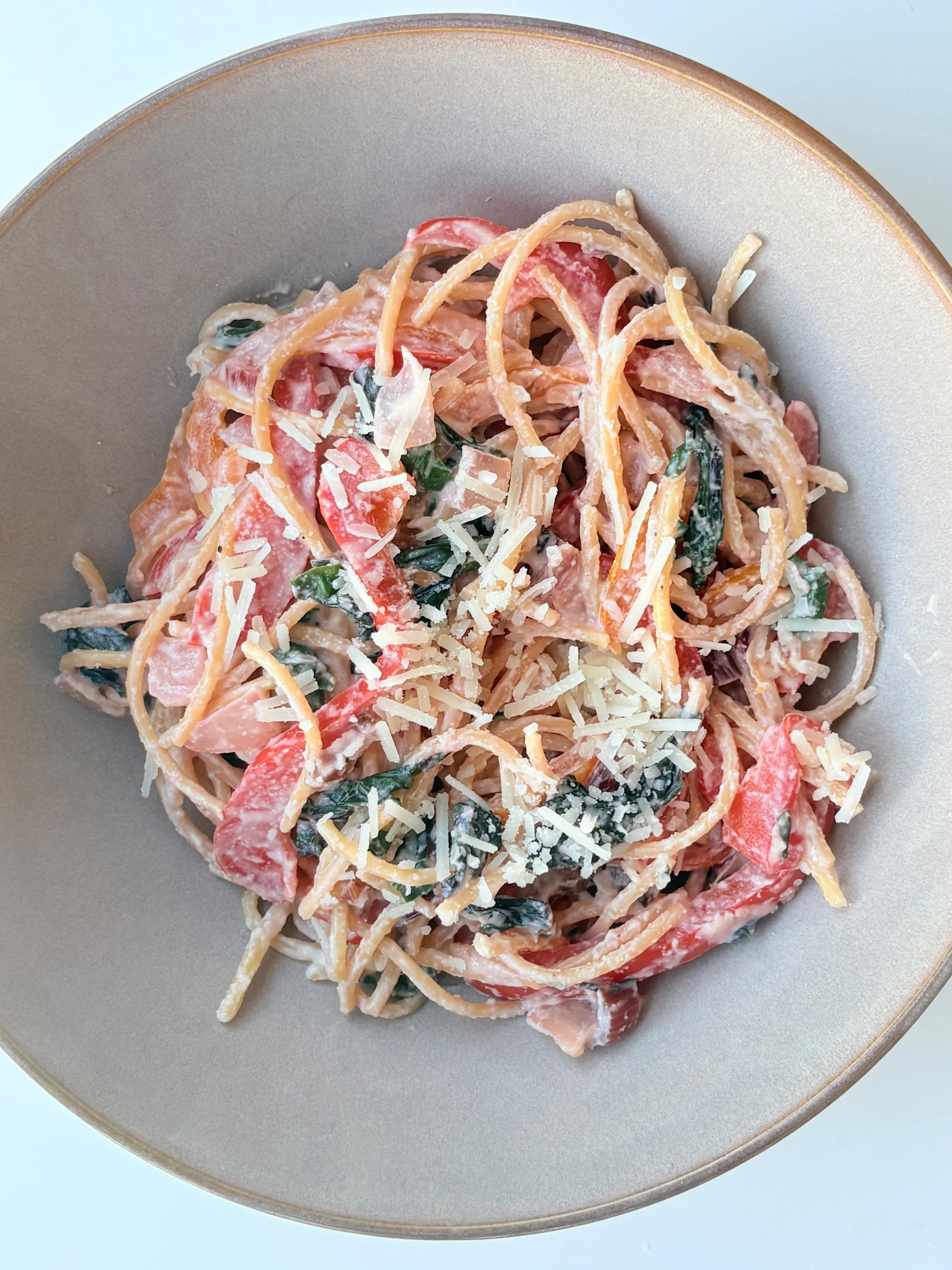 Creamy Tofu-Cashew Garlic Pasta 
