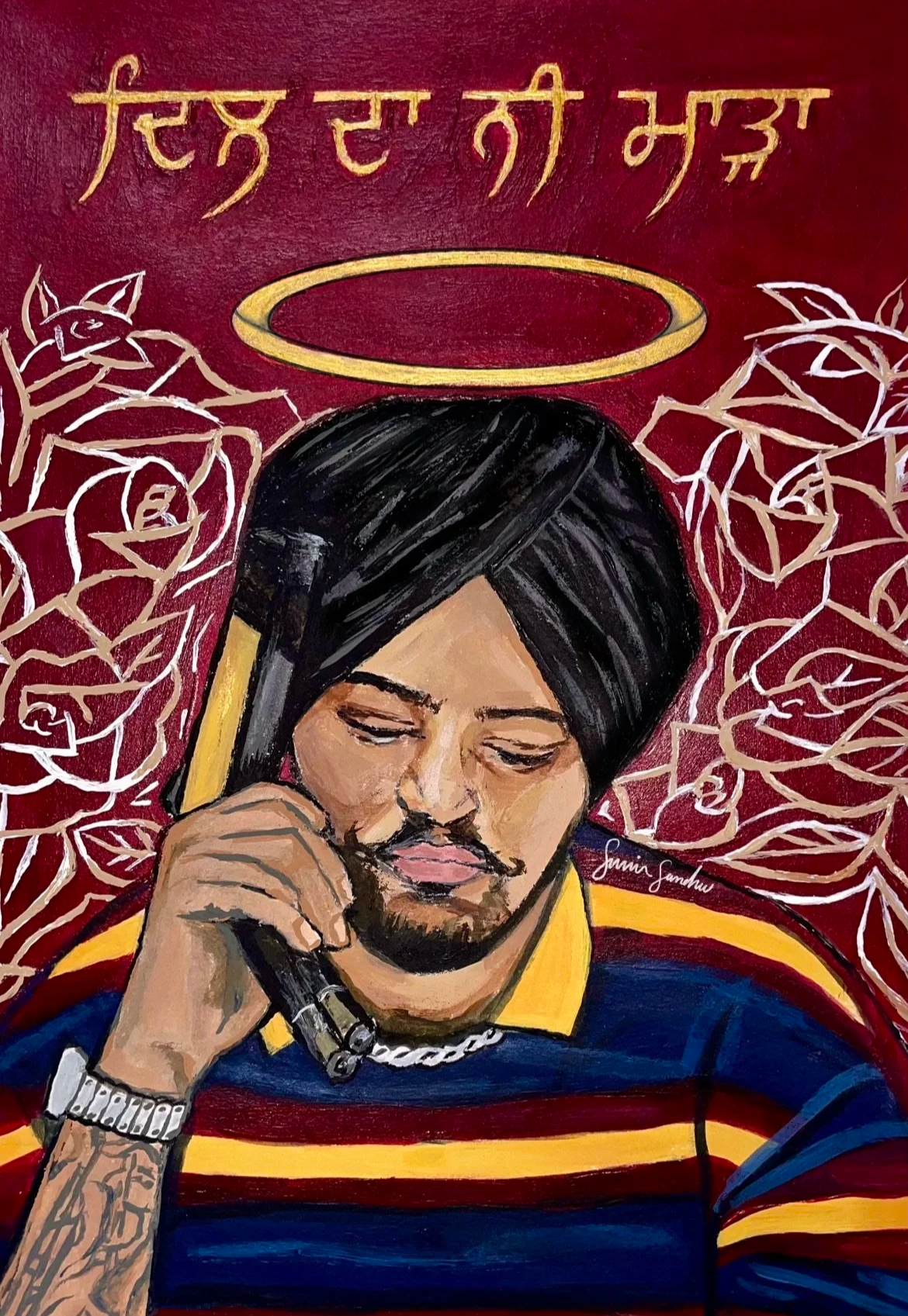 "Dil Da Ni Mara", (2023)
Acrylic & Digital Composite On Paper, 
8.5" x 11" Inches