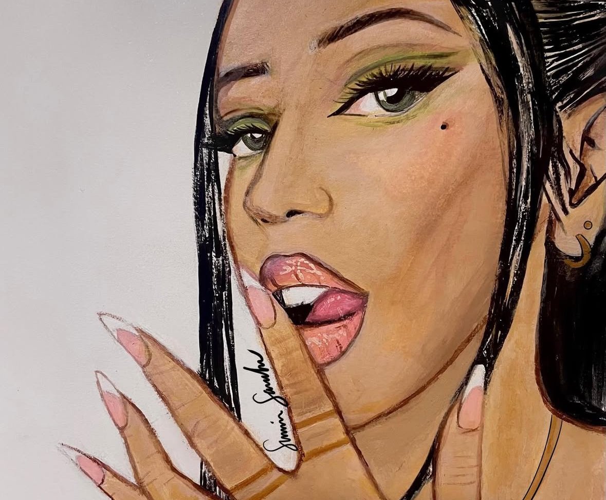 "Midas Touch" (2023) Acrylic On Paper, 11 x 8.5 Inches.